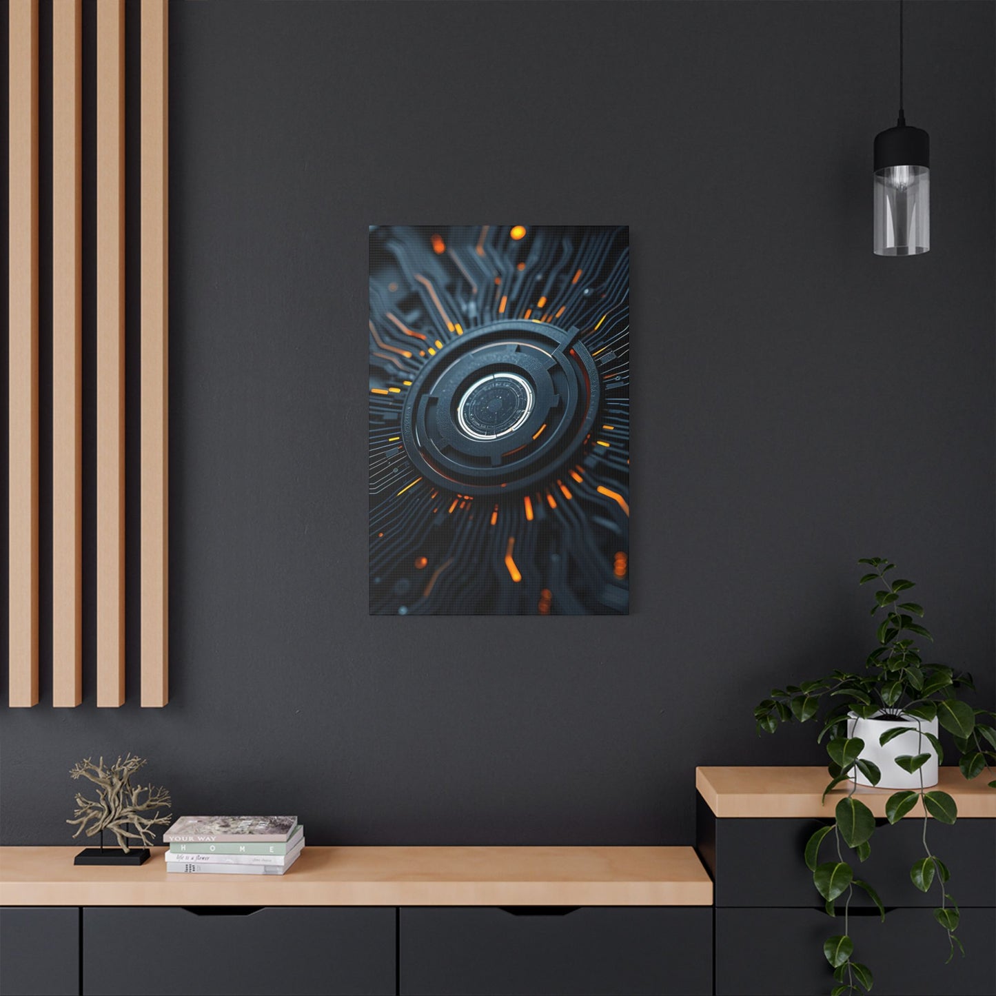 Futuristic Satin Canvas Wall Art, Modern Home Decor, Tech-Inspired Art Print, Unique Gift Idea, Abstract Wall Decoration, Cyberpunk Art
