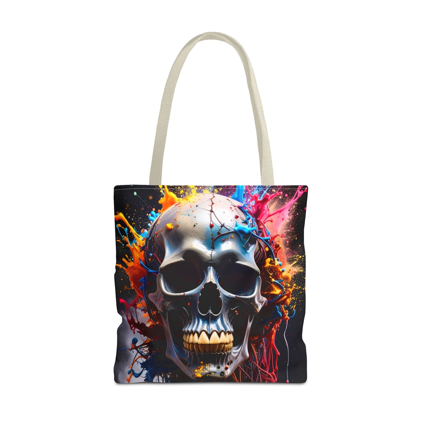 Vibrant Skull Tote Bag, Artistic Reusable Bag, Eco-Friendly Shopping Tote, Perfect Gift for Halloween, Gothic Style