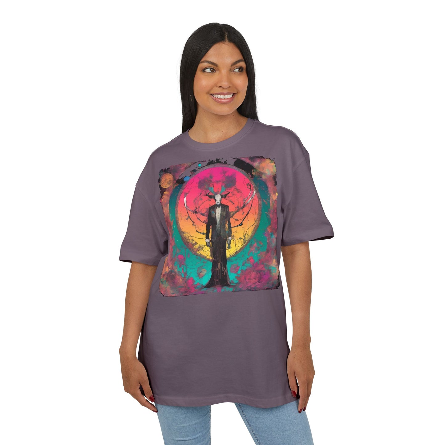 Vibrant Artistic Oversize Tee - Unisex Heavyweight T-Shirt, Bohemian Style, Gift for Art Lovers, Festival Wear, Casual Chic