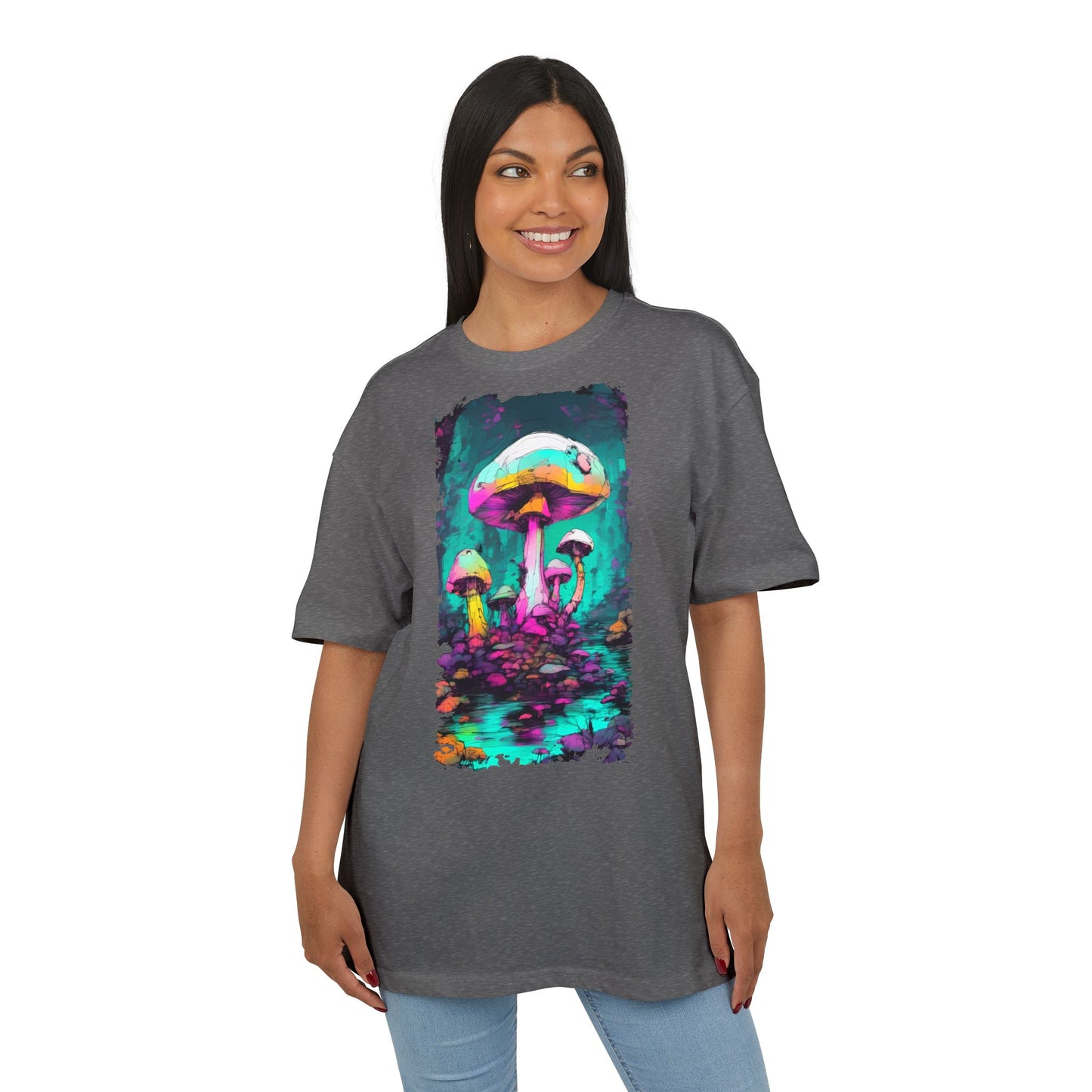 Psychedelic Mushroom Unisex Oversized Tee, Retro Graphic T-Shirt, Festival Wear, Street Style, Unique Gift for Nature Lovers