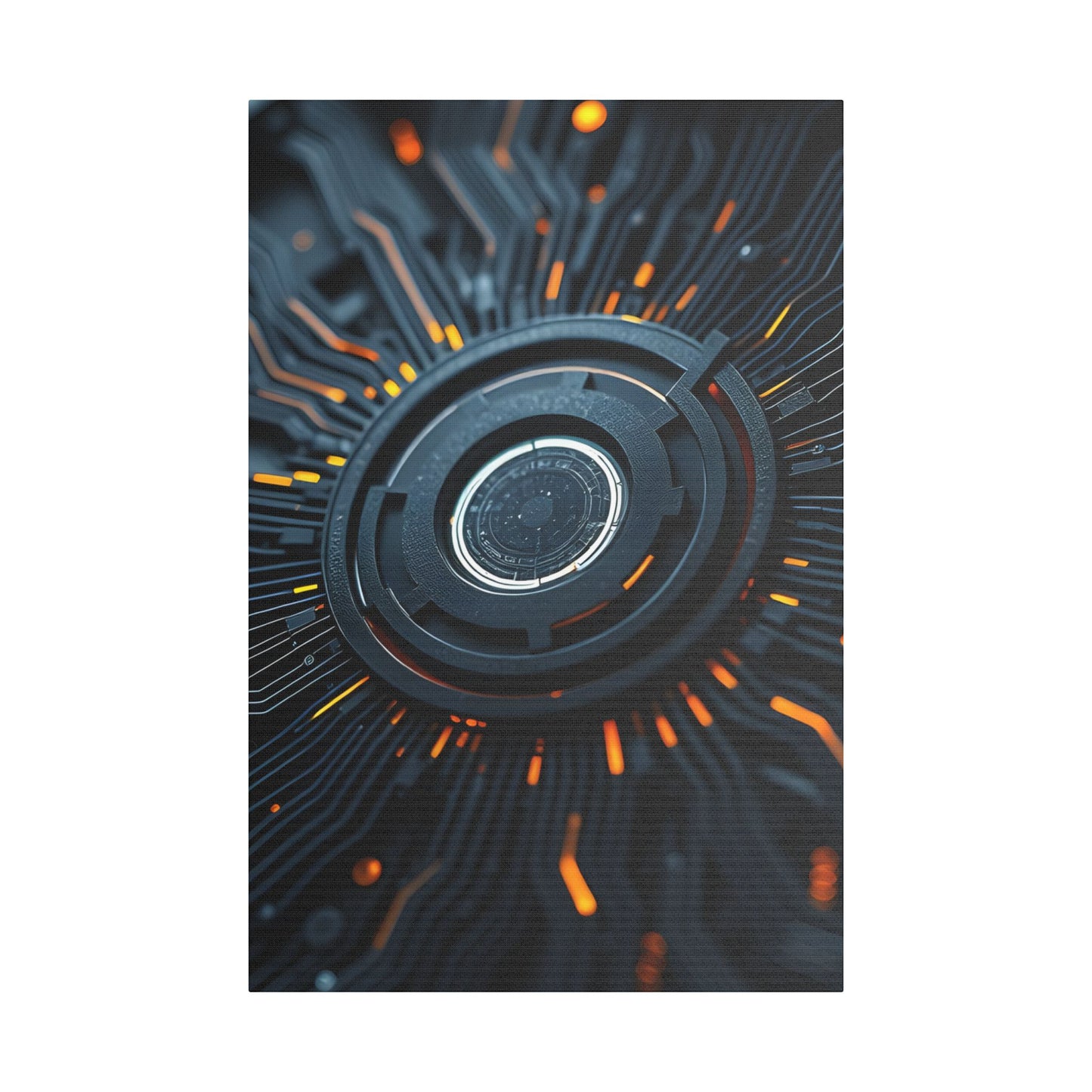 Futuristic Satin Canvas Wall Art, Modern Home Decor, Tech-Inspired Art Print, Unique Gift Idea, Abstract Wall Decoration, Cyberpunk Art
