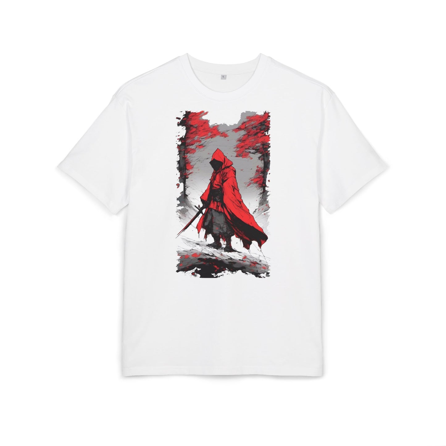 Stylish Unisex Heavy Oversize Tee - Red Hooded Figure Design, Graphic Tee, Casual Wear, Streetwear, Gifts for Men and Women