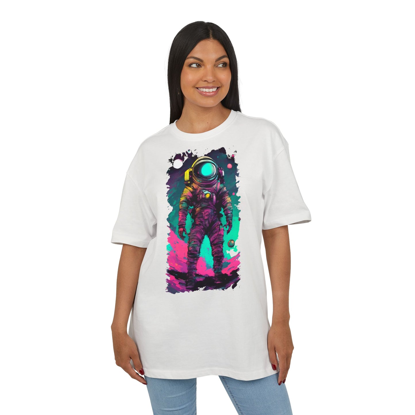 Cosmic Astronaut Tee, Unisex Oversize Tee, Space Graphic Shirt, Retro Astronaut T-Shirt, Gift for Space Lovers, Unique Graphic Tee