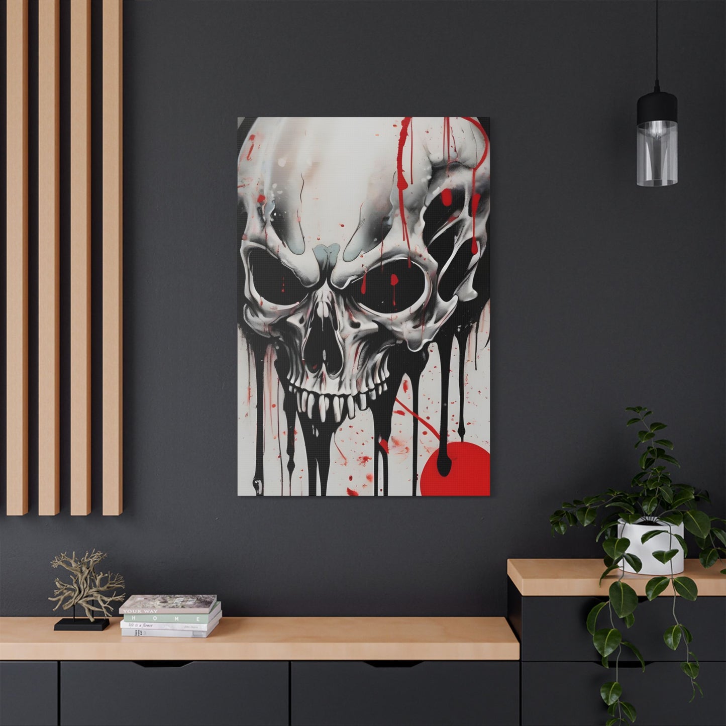 Skull Canvas Art, Edgy Wall Decor for Gothic, Halloween, and Alternative Aesthetics, Perfect for Home or Studio
