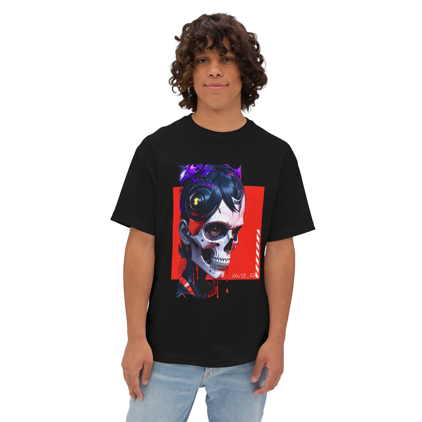 Edgy Oversized Tee with Skull Design, Streetwear Shirt for Art Lovers, Unisex Graphic Tee, Halloween Apparel, Trendy Casual Wear