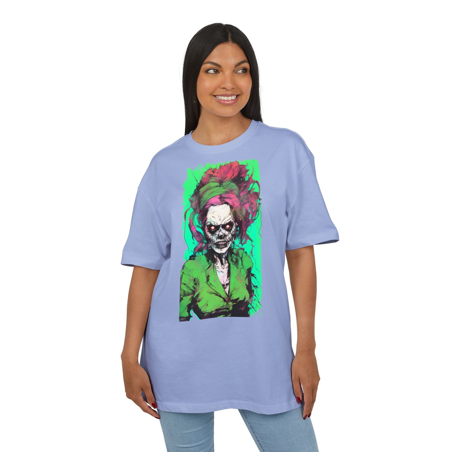 Vibrant Skull Art Oversize Tee, Unisex Graphic Tee, Edgy Streetwear Shirt, Perfect for Halloween, Gift for Art Lovers, Casual Comfort