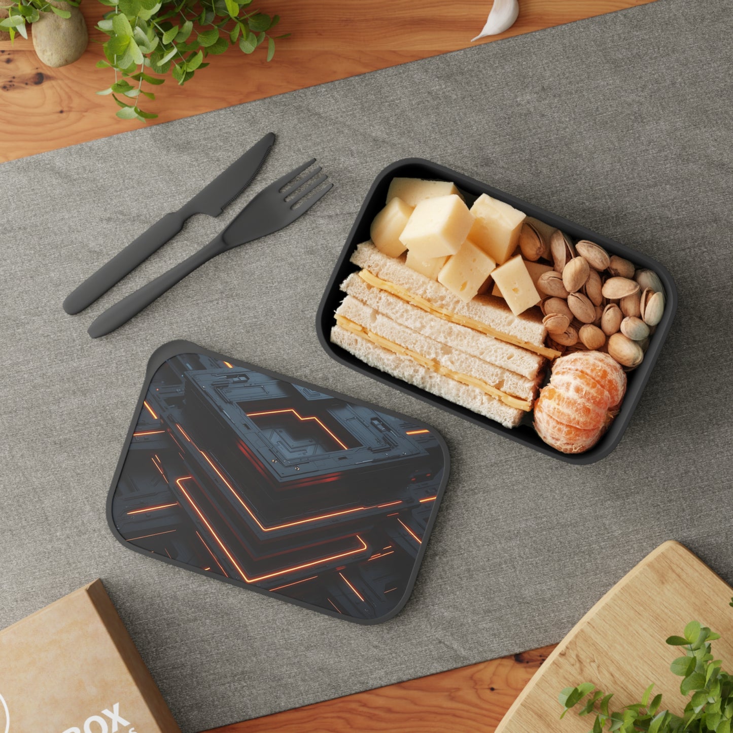 Modern Neon Bento Box | Stylish Meal Prep Container, Lunchbox for Work, School, or Picnics, Unique Gift Idea, Reusable Utensils Included