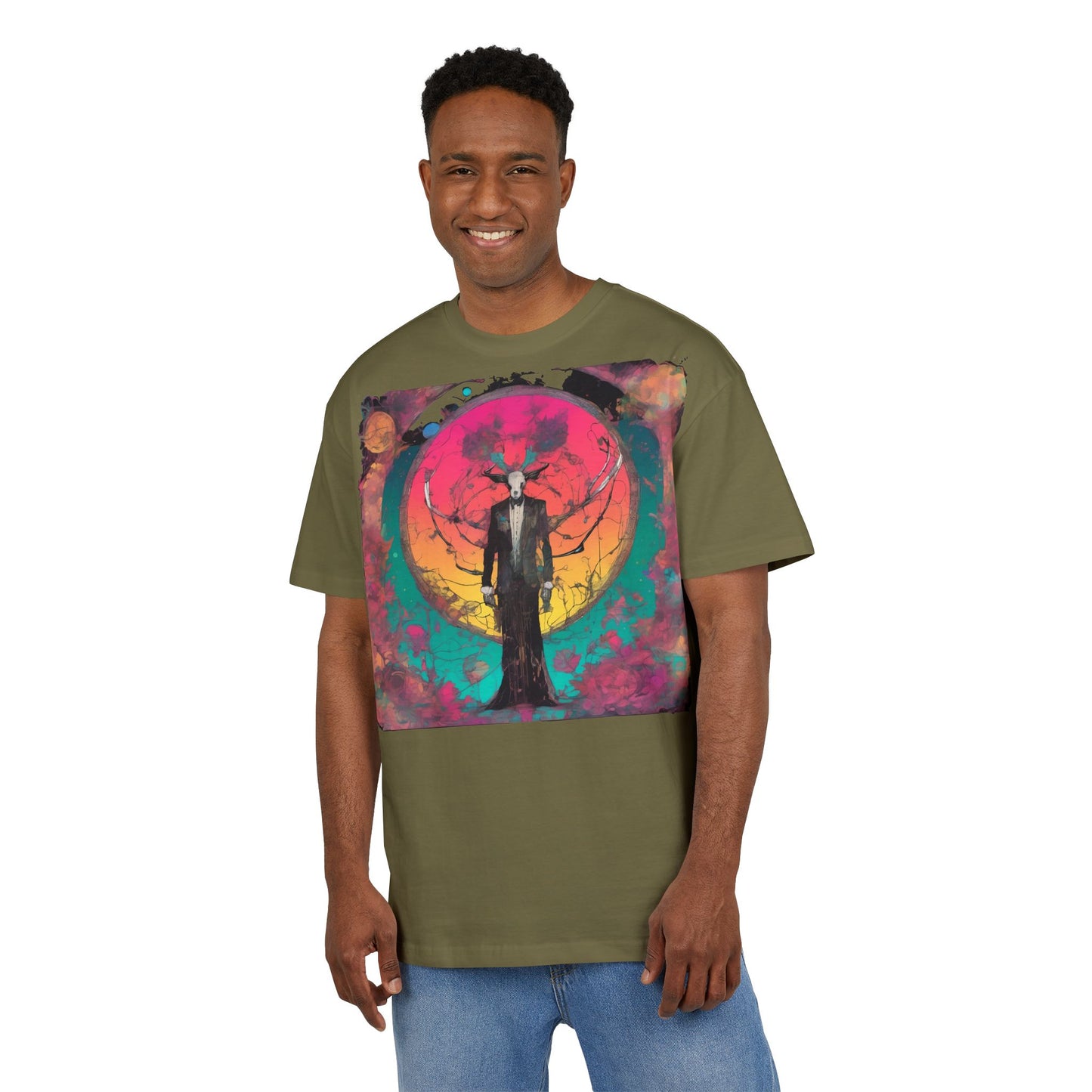 Vibrant Artistic Oversize Tee - Unisex Heavyweight T-Shirt, Bohemian Style, Gift for Art Lovers, Festival Wear, Casual Chic