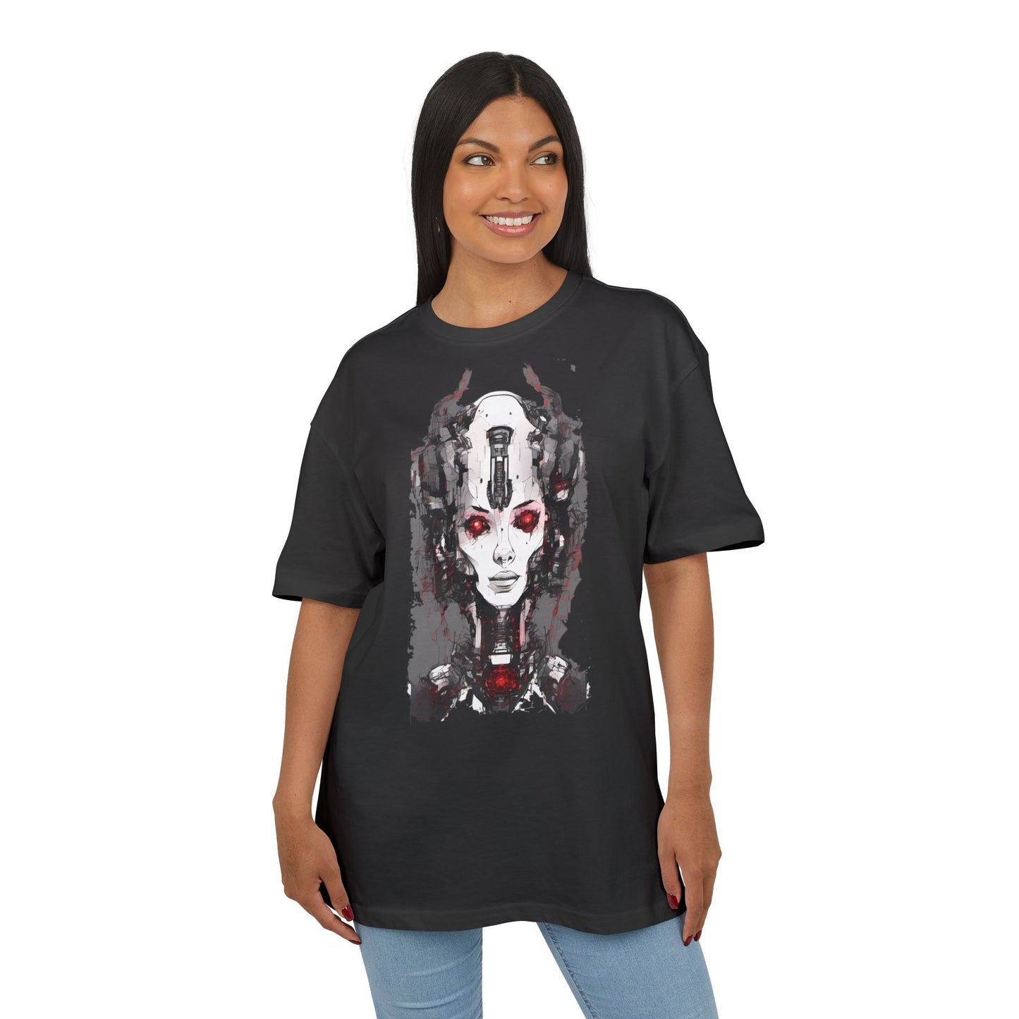 Futuristic Graphic Tee, Unique Oversized T-Shirt, Stylish Casual Wear, Perfect Gift for Art Lovers, Bold Design for Teens