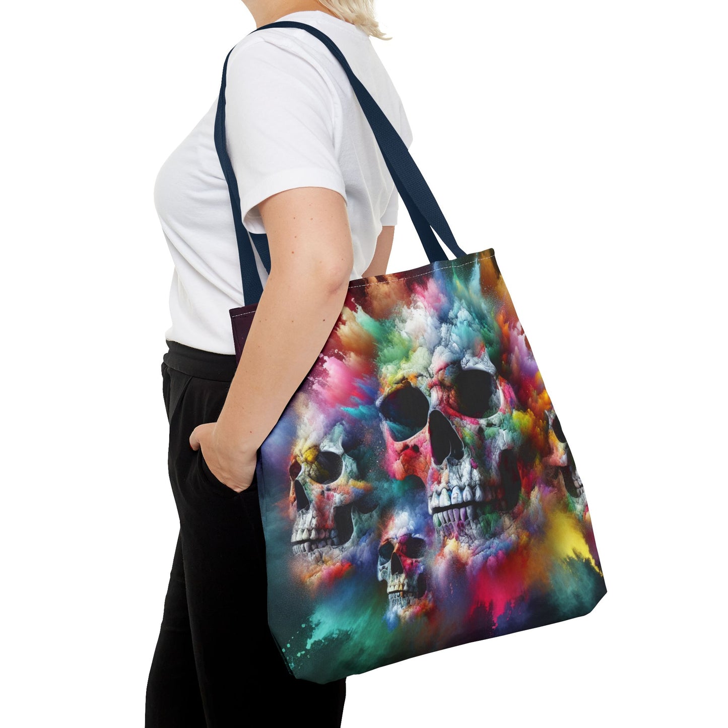 Colorful Skull Tote Bag - Artistic AOP Design, Perfect for Festivals, Everyday Use, Gift for Art Lovers, Boho Vibes