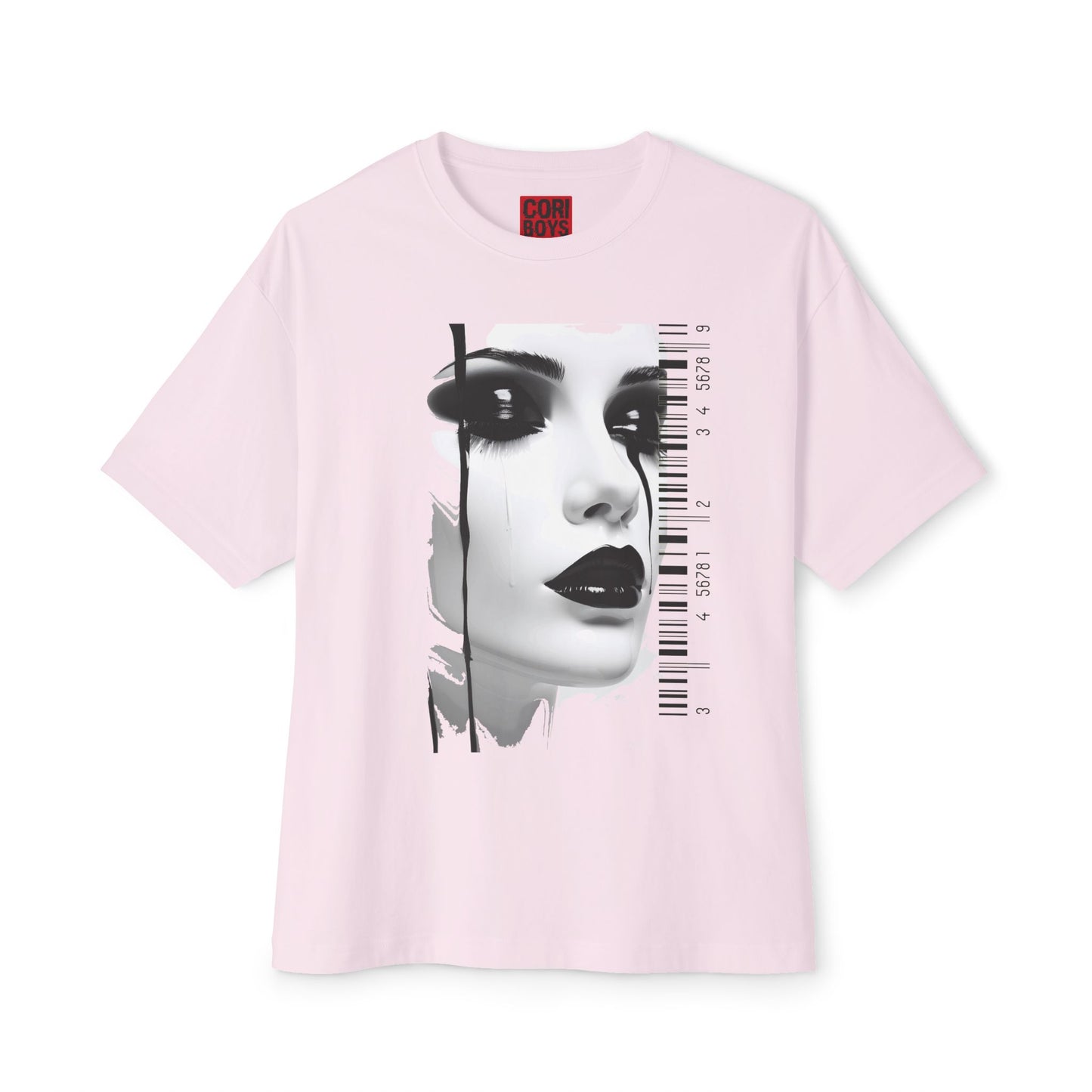 Chic Art Print Boxy Tee, Oversized Graphic T-Shirt, Fashionable Streetwear Top, Unique Women’s Cotton Tee, Casual Everyday Wear