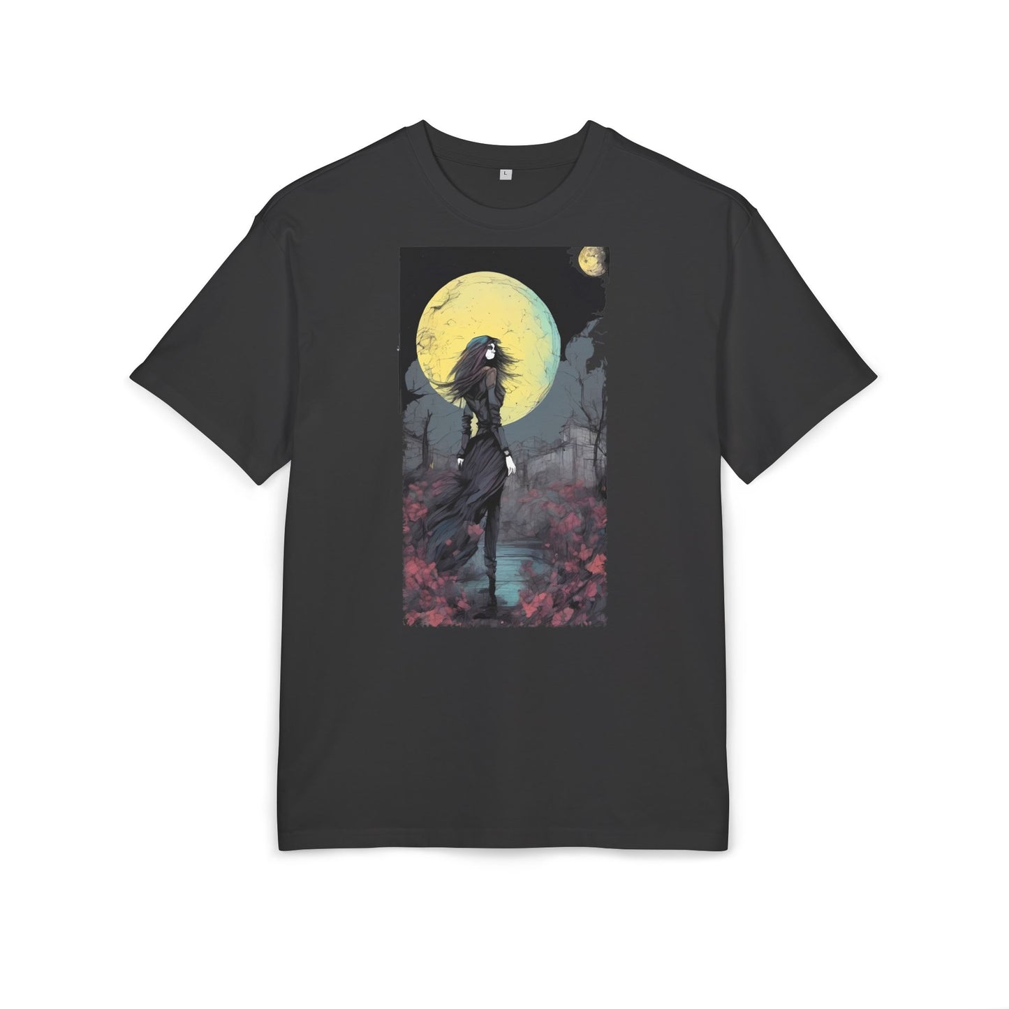 Moonlit Witch Oversize Tee, Cozy Casual Wear, Halloween Outfit, Gothic Style, Gift for Her, Everyday Fashion