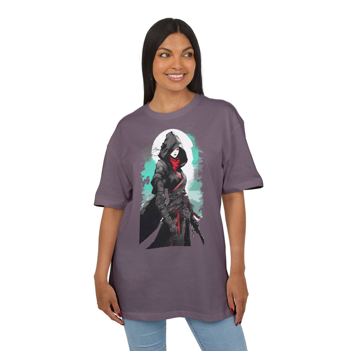 Hooded Warrior Oversize Tee | Unisex Graphic Shirt | Comfortable Casual Wear | Perfect for Comic Con, Gift for Gamers, Streetwear Fashion