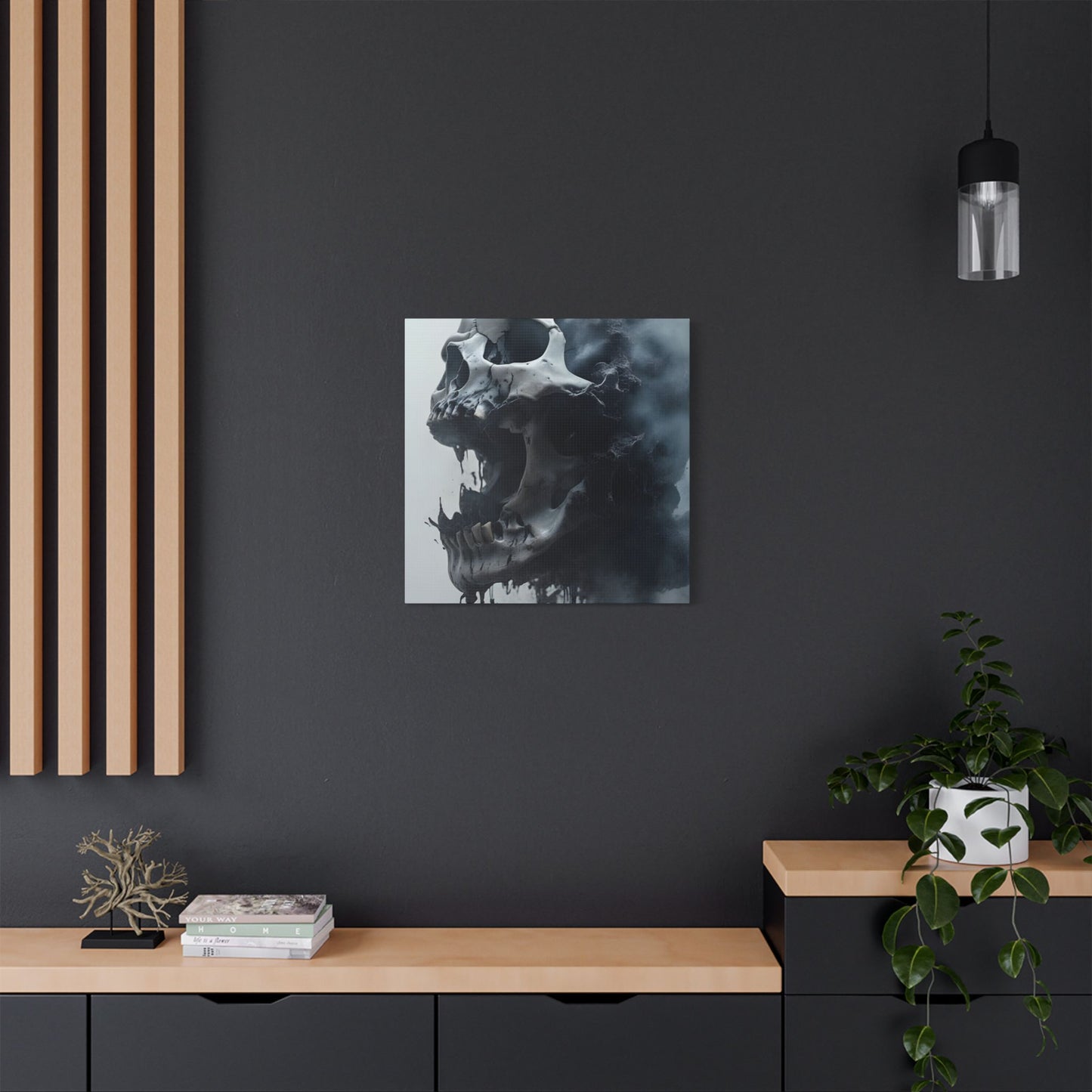 Skull Wall Art Canvas, Gothic Home Decor, Edgy Artwork for Halloween, Unique Gift for Him, Quirky Office Decor, Statement Piece