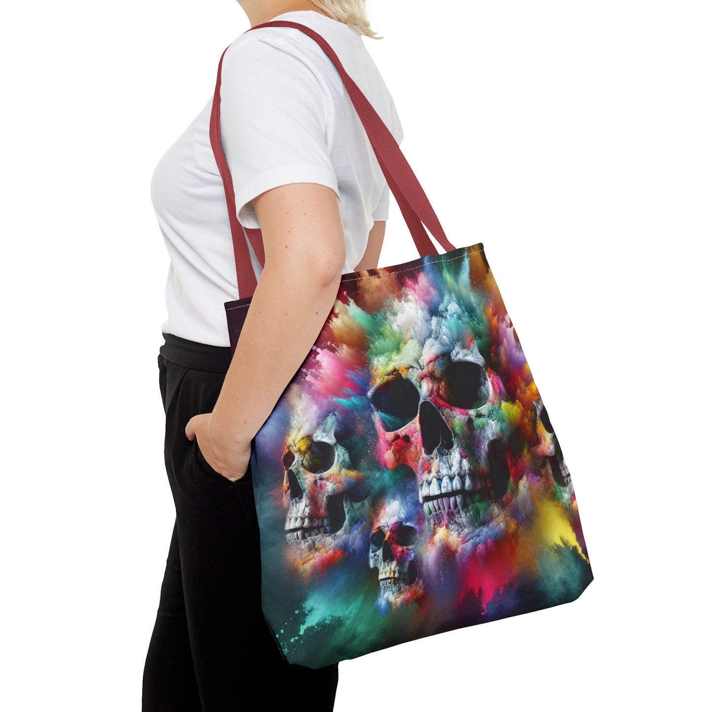 Colorful Skull Tote Bag - Artistic AOP Design, Perfect for Festivals, Everyday Use, Gift for Art Lovers, Boho Vibes