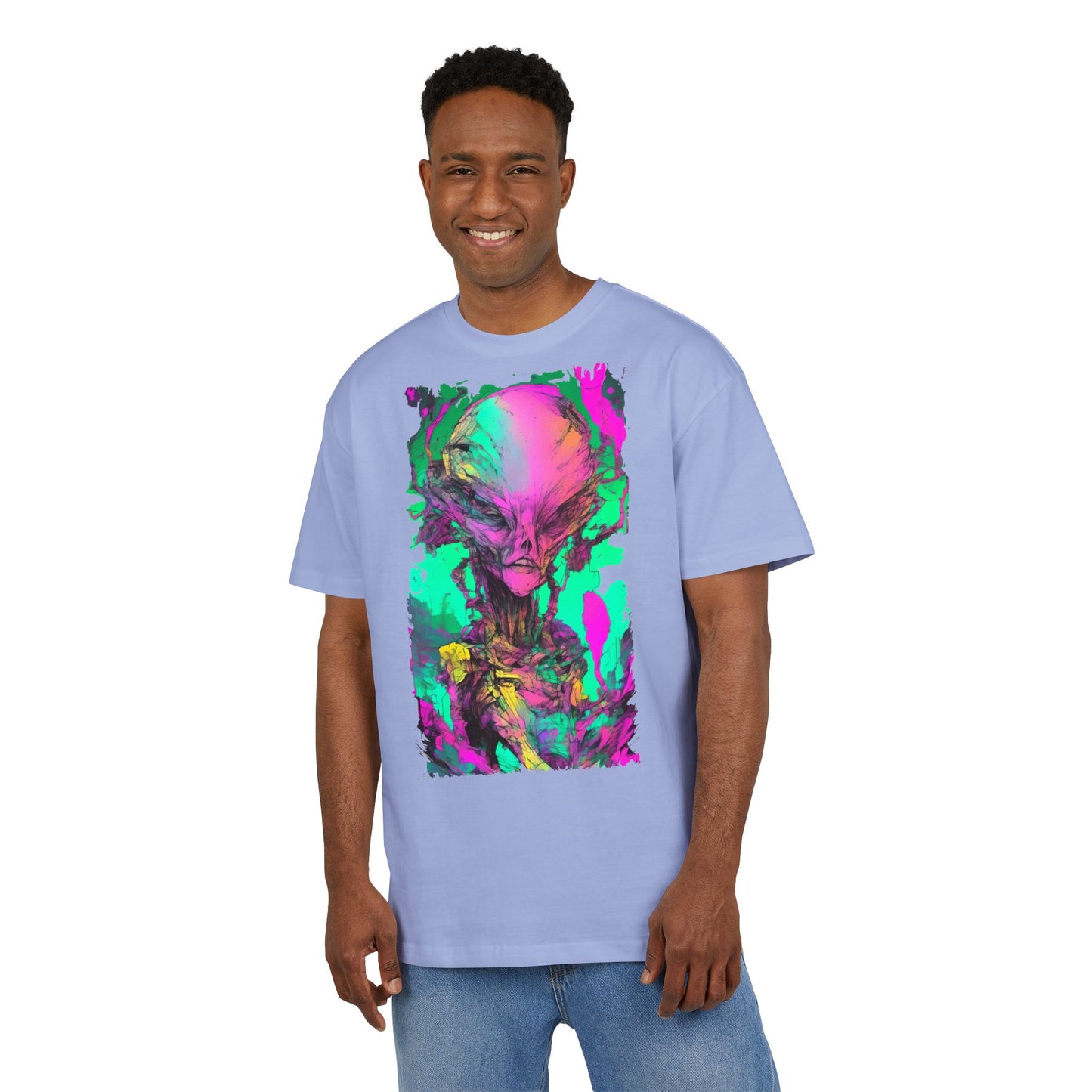 Alien Art Unisex Oversize Tee, Graphic Tee, Casual Style, Streetwear, Unique Gift, Statement Piece