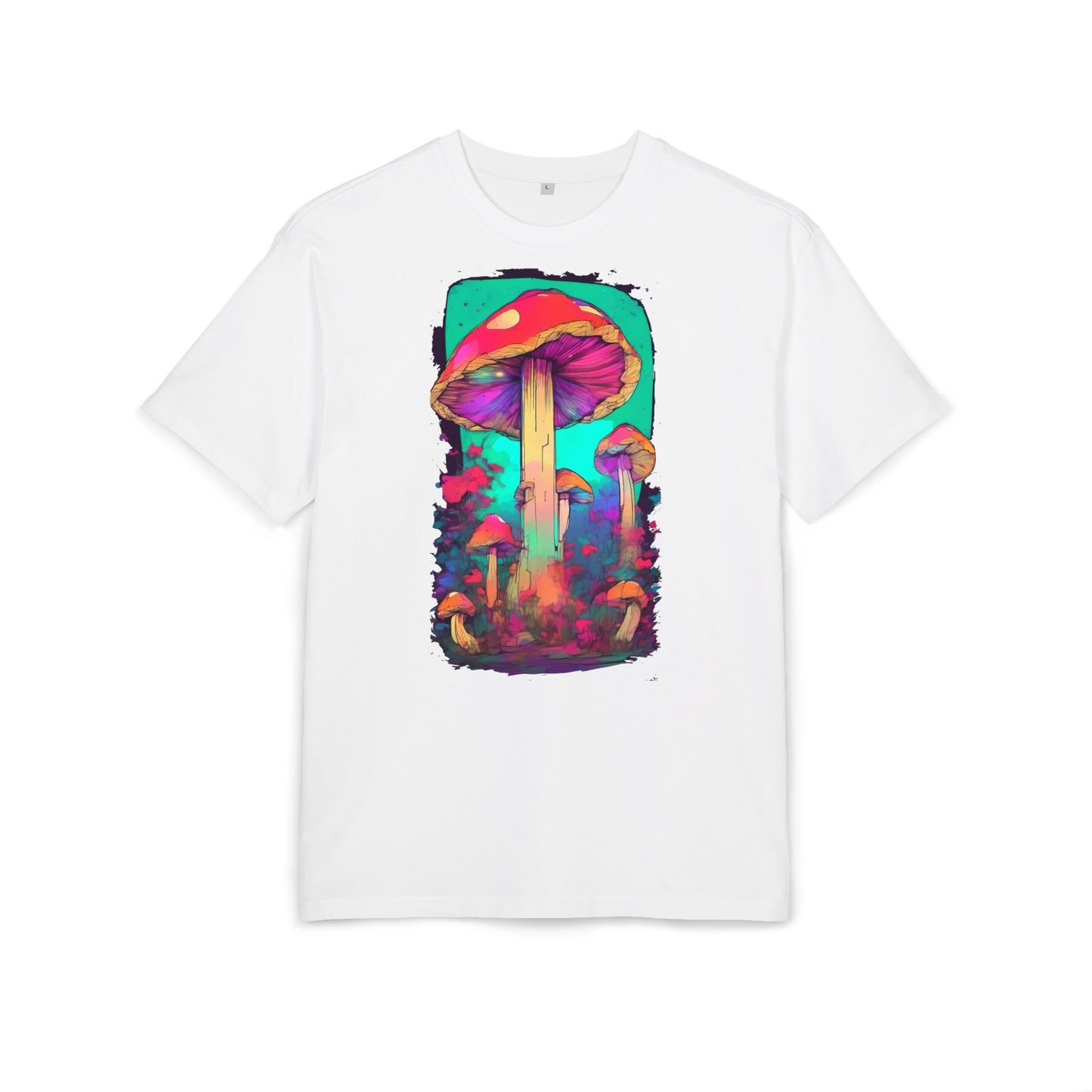 Vibrant Mushroom Art Oversized Tee, Unisex Graphic T-Shirt, Trendy Casual Style, Nature Lover Gift, Festival Clothing, Psychedelic Design