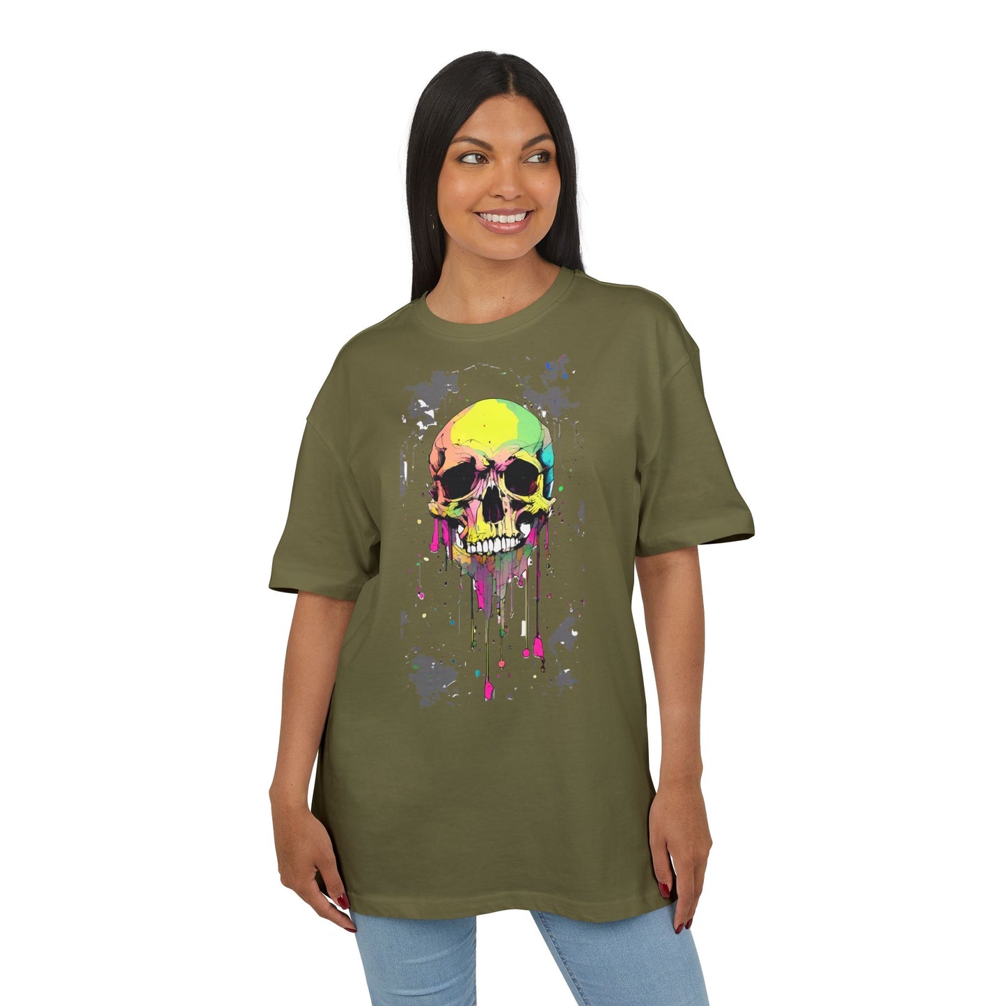 Colorful Skull Oversized Tee - Edgy Graphic Shirt for Casual Wear, Street Style, Gifts, etc.
