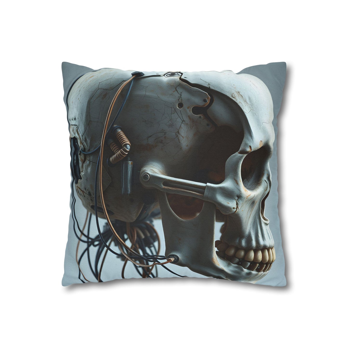 Square Pillowcase Futuristic Edge Skull Design Pillowcase