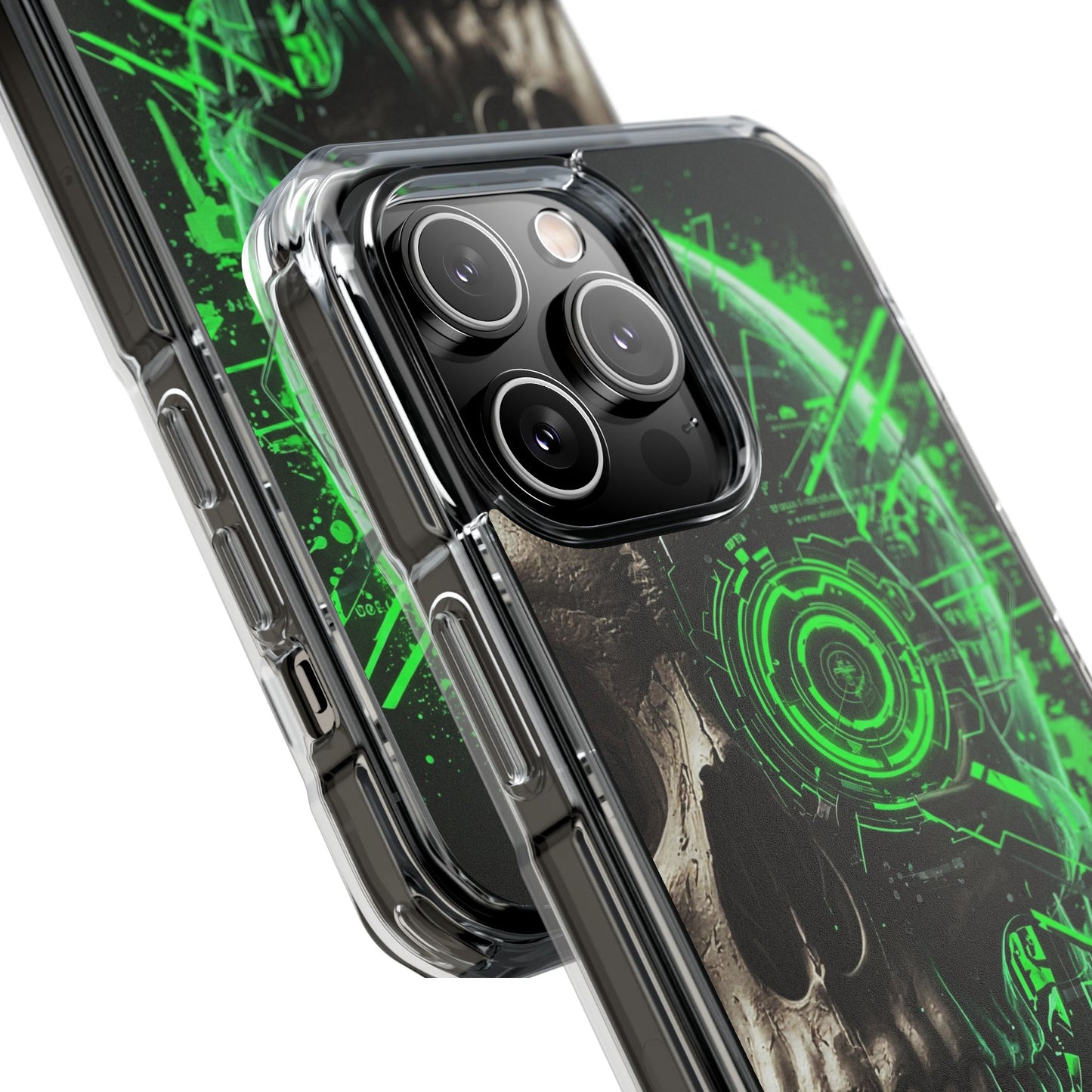 Skull Graphic Phone Case - Magnetic Clear Impact Cases, Skull Design, Unique Phone Protection, Edgy Gift for Tech Lovers