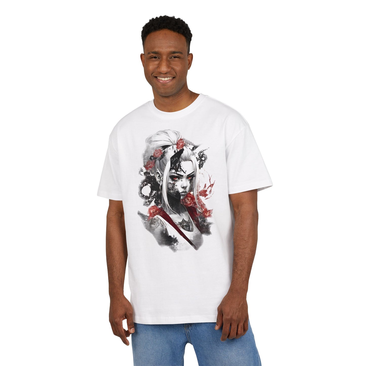 Artistic Unisex Heavy Oversize Tee - Bold Floral Graphics