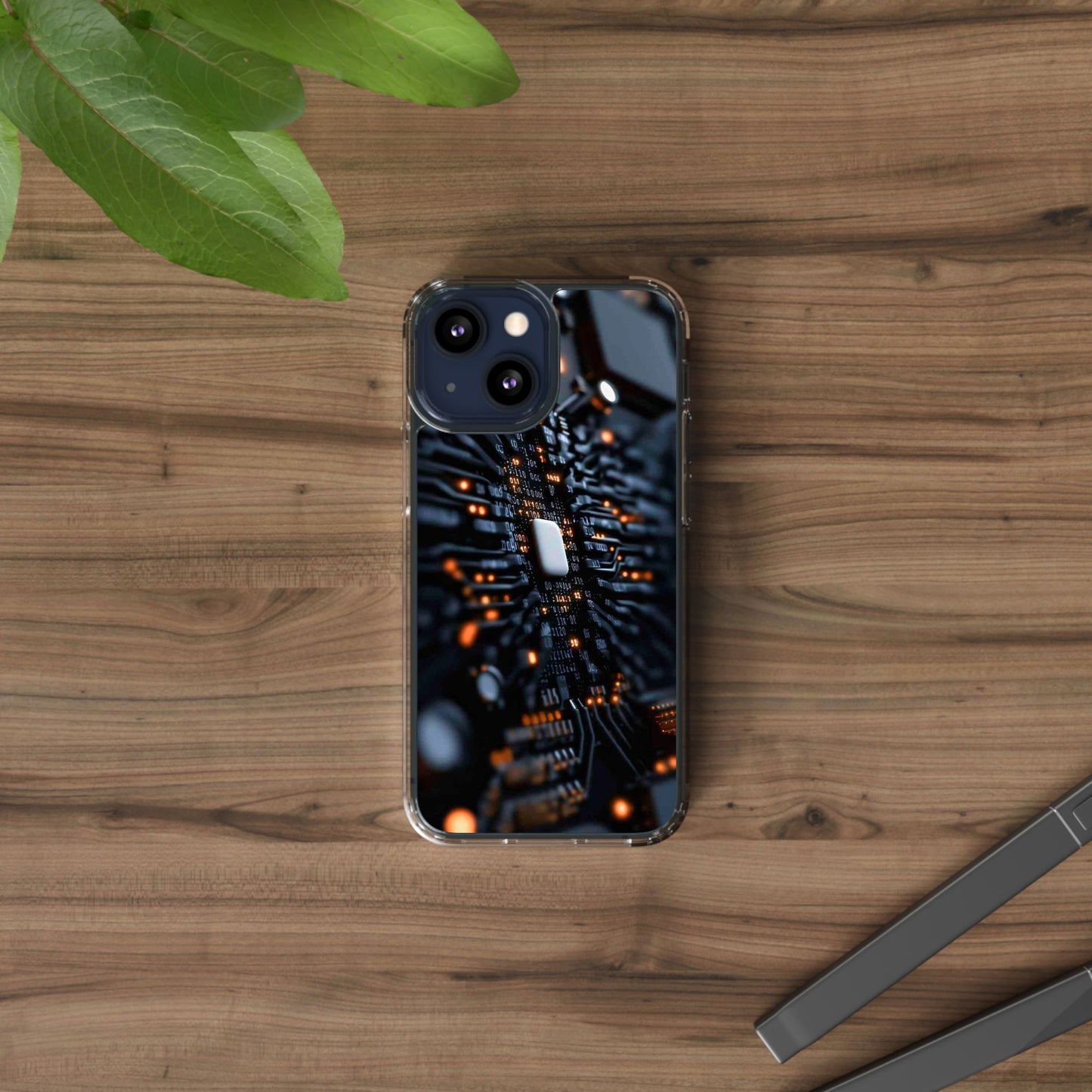 Clear Phone Case with Cyber Print