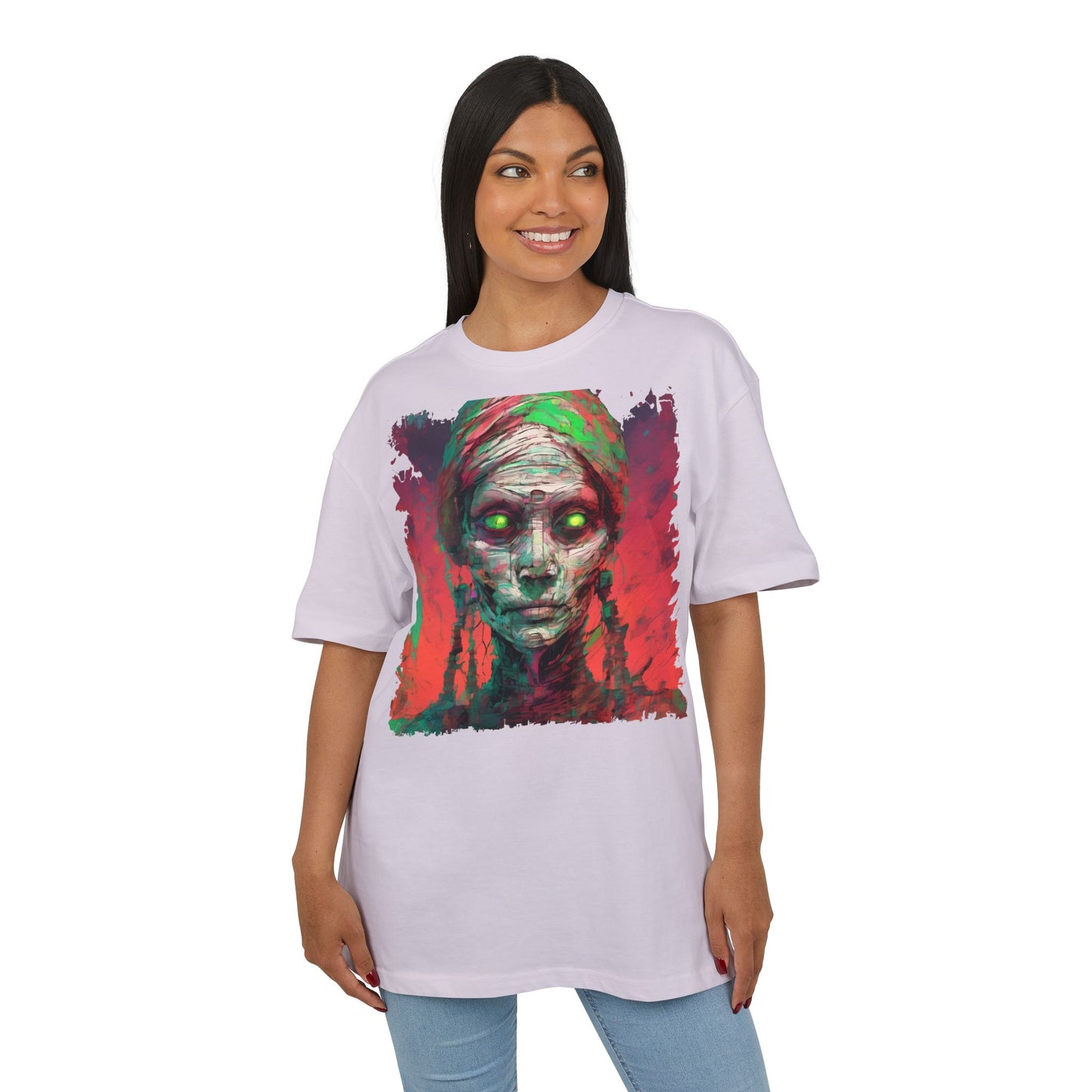 Horror-Inspired Unisex Oversize Tee, Spooky Graphic Shirt, Halloween Outfit, Unique Art Tee, Ghoulish Casual Wear, Perfect for Parties
