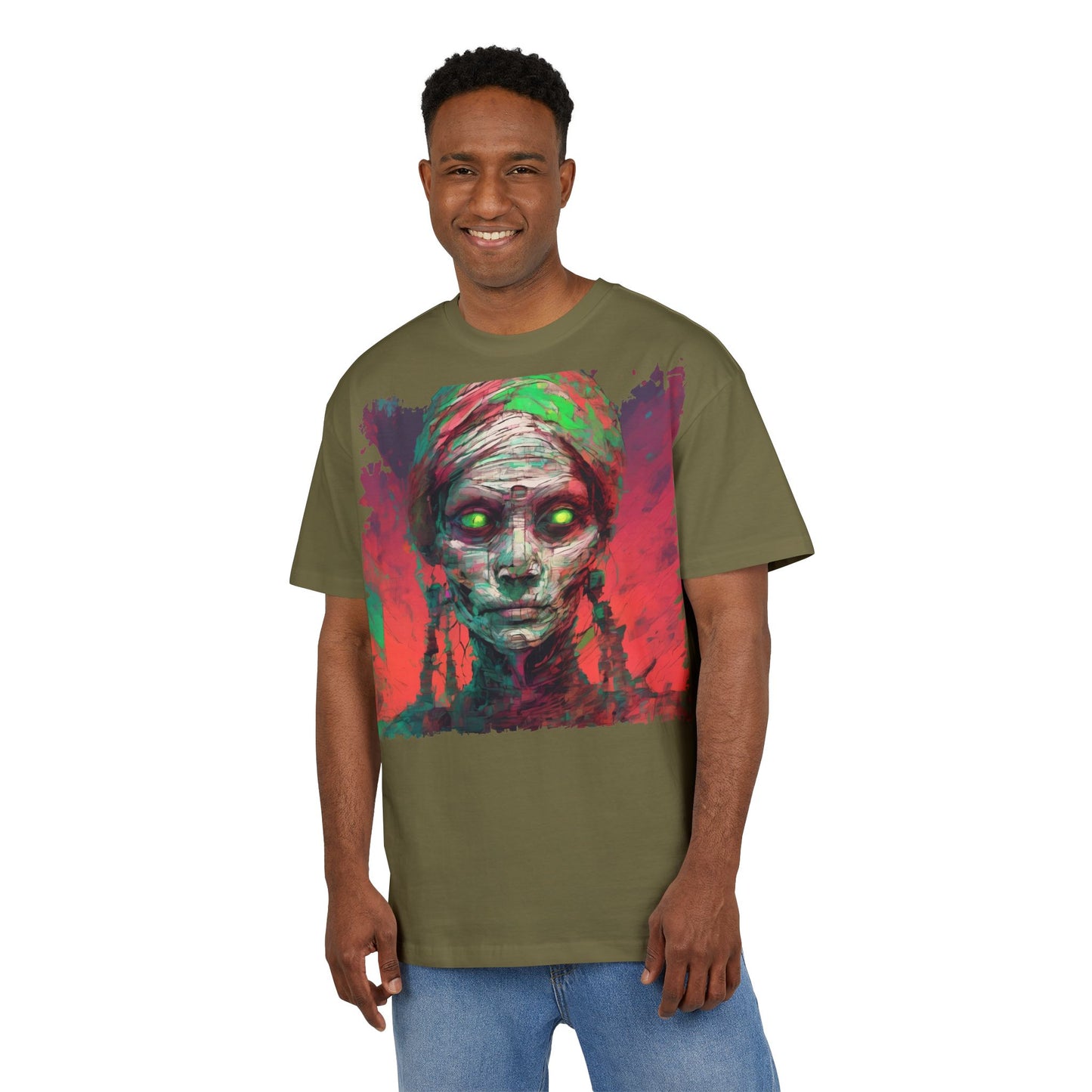 Horror-Inspired Unisex Oversize Tee, Spooky Graphic Shirt, Halloween Outfit, Unique Art Tee, Ghoulish Casual Wear, Perfect for Parties