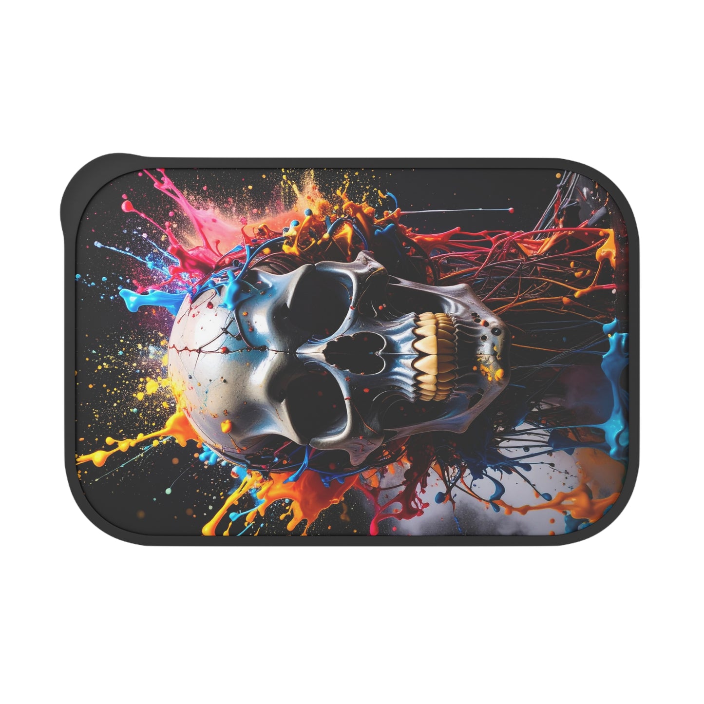 Vibrant Skull Bento Box with Utensils - Perfect for Lunches, Gifts, Halloween, Retro Style, Eco-Friendly Meal Prep