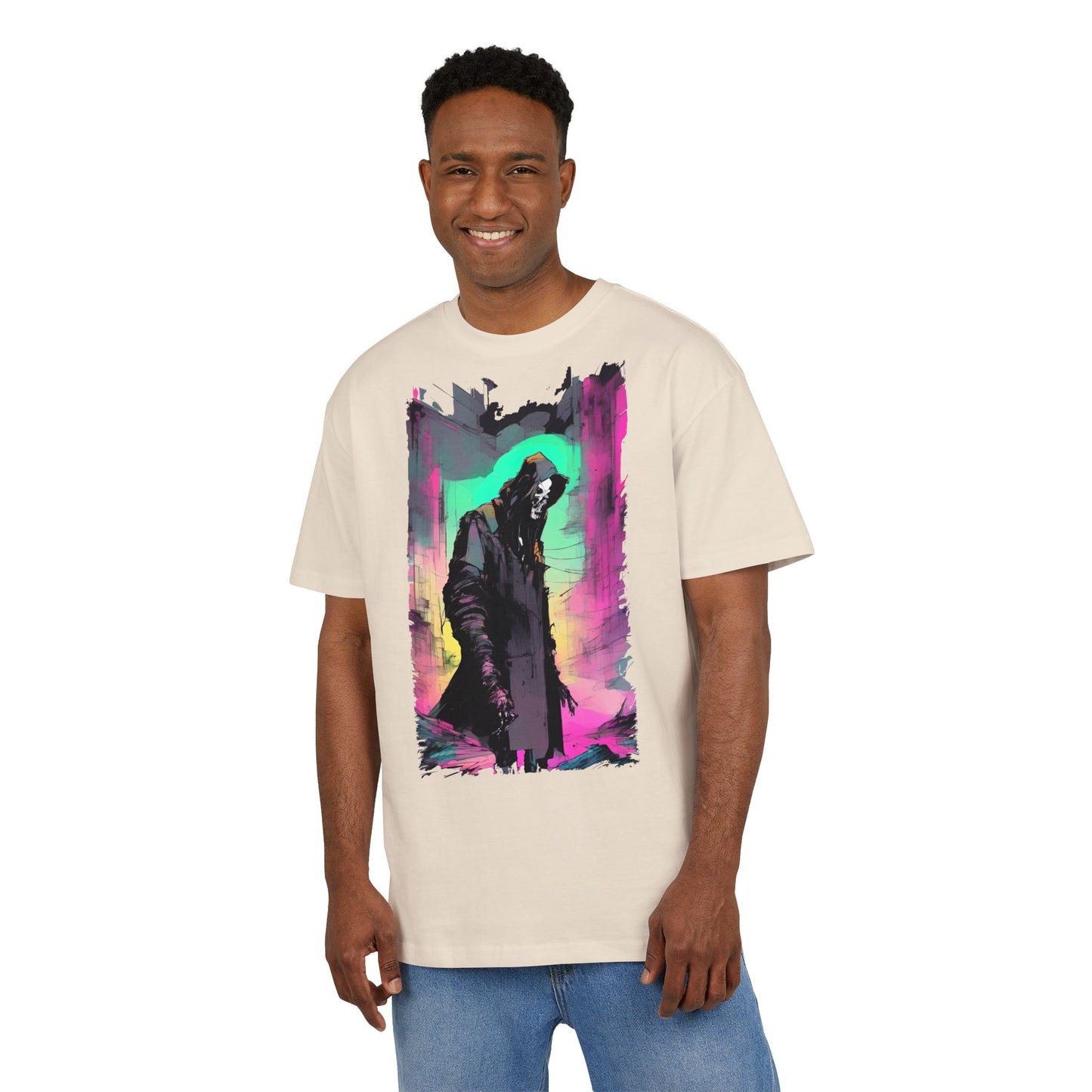 Vibrant Oversize Graphic Tee, Unisex Heavy Tee, Streetwear, Casual Wear, Unique Art Shirt, Gift for Him/Her/Friends