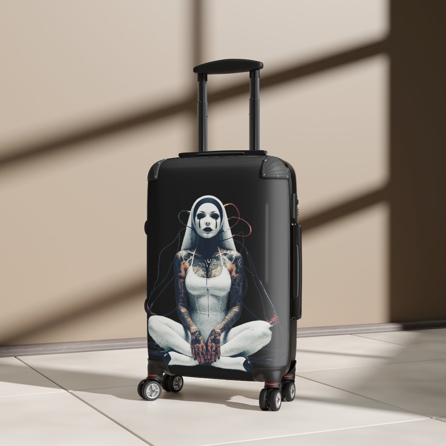 Travel Suitcase with Dark Cyber Design