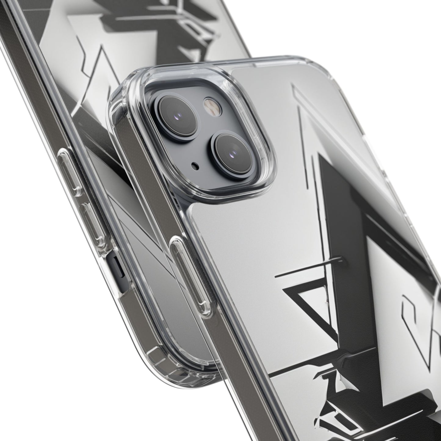 Clear Phone Case with Abstract Edgy Design Print