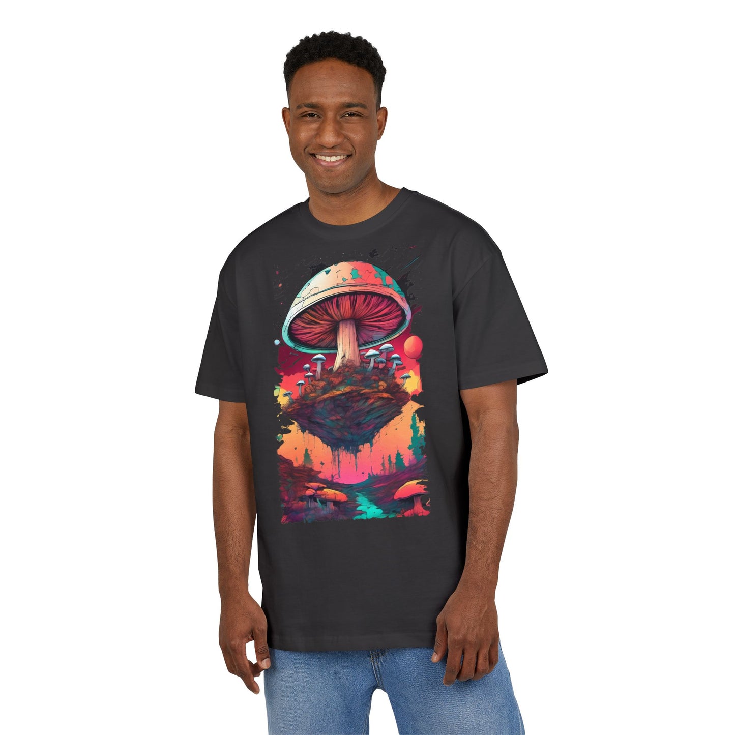 Psychedelic Mushroom Unisex Tee - Oversize Graphic T-Shirt for Festivals, Art Lovers, Gifts, and Casual Wear