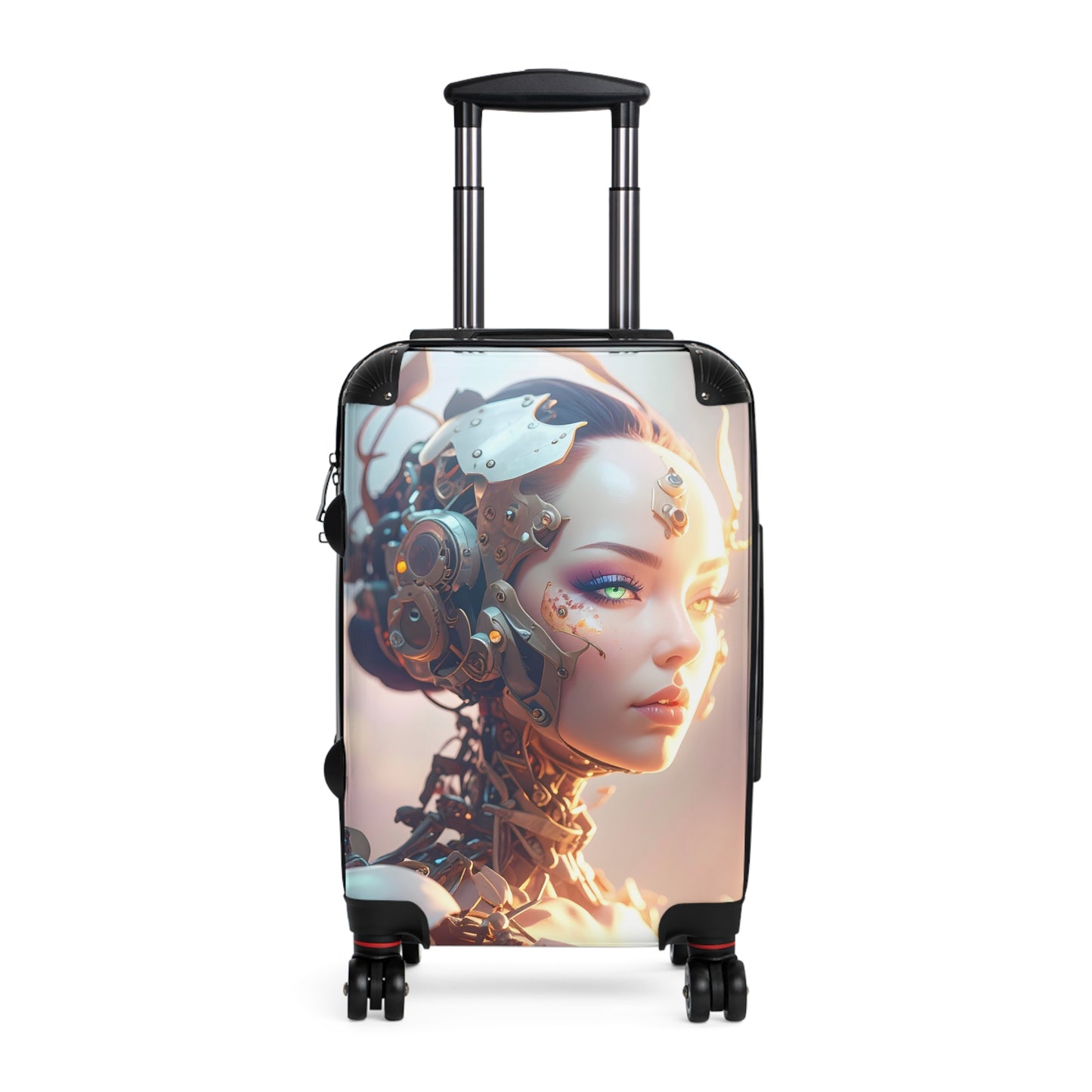 Futuristic Travel Suitcase with Robotic Design, Stylish Luggage, Carry-On Bag for Modern Travelers, Unique Gift for Adventurers