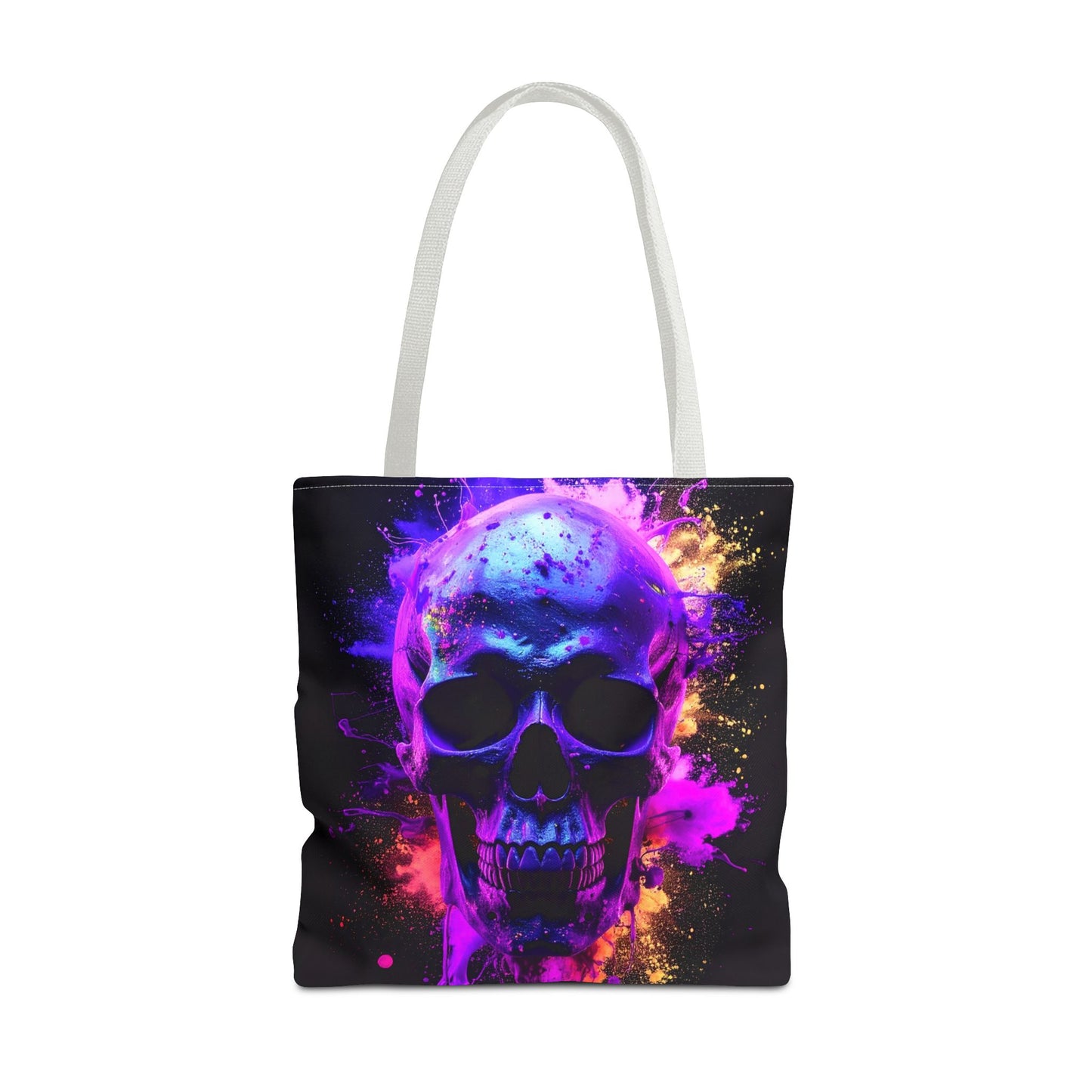 Skull Art Tote Bag, Stylish Shopping Tote, Colorful Beach Bag, Halloween Gift, Edgy Urban Accessory