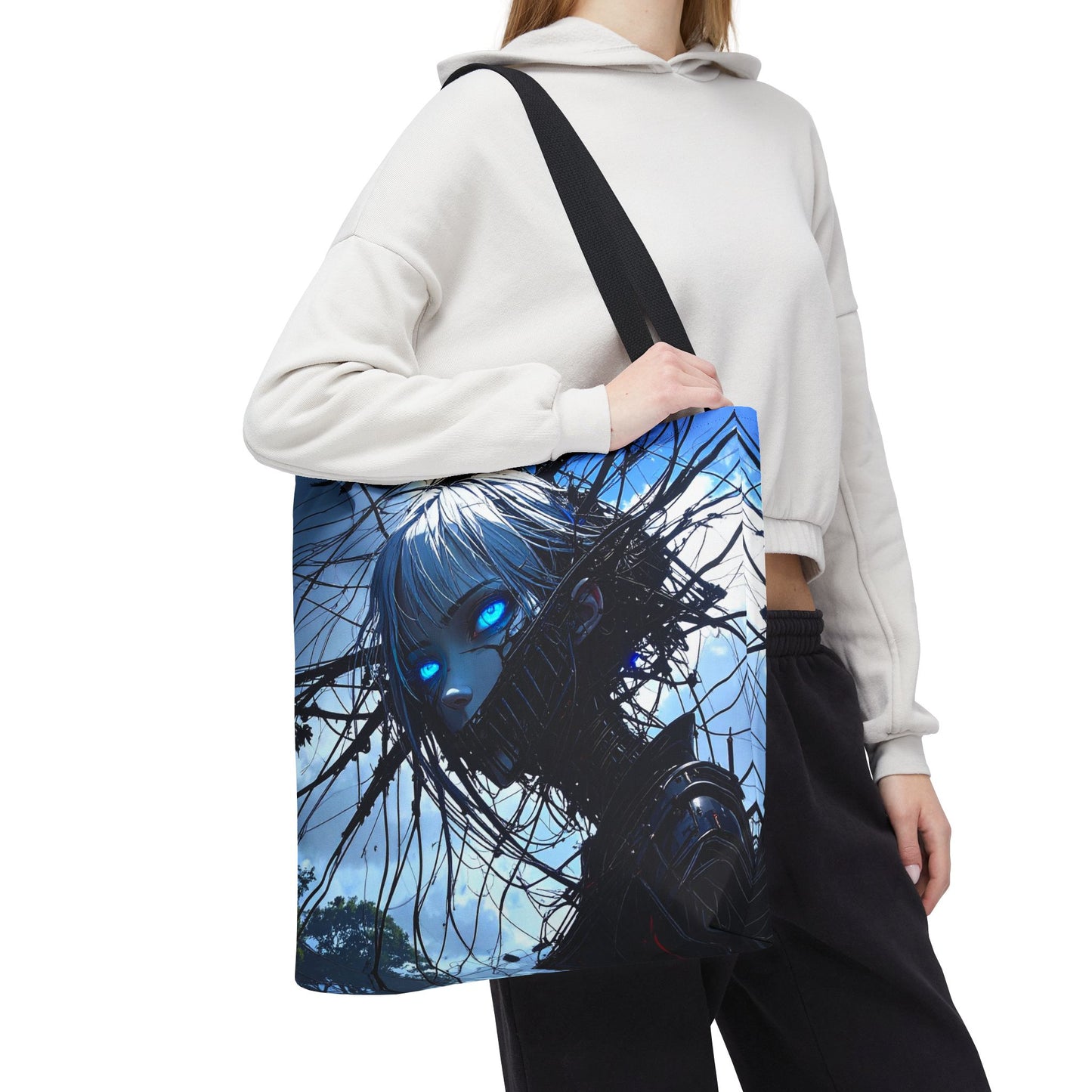 Futuristic Anime Tote Bag, Stylish Carry-All, Art Lover Gift, Unique Graphic Design Tote, Everyday Use Bag, Perfect for Shopping