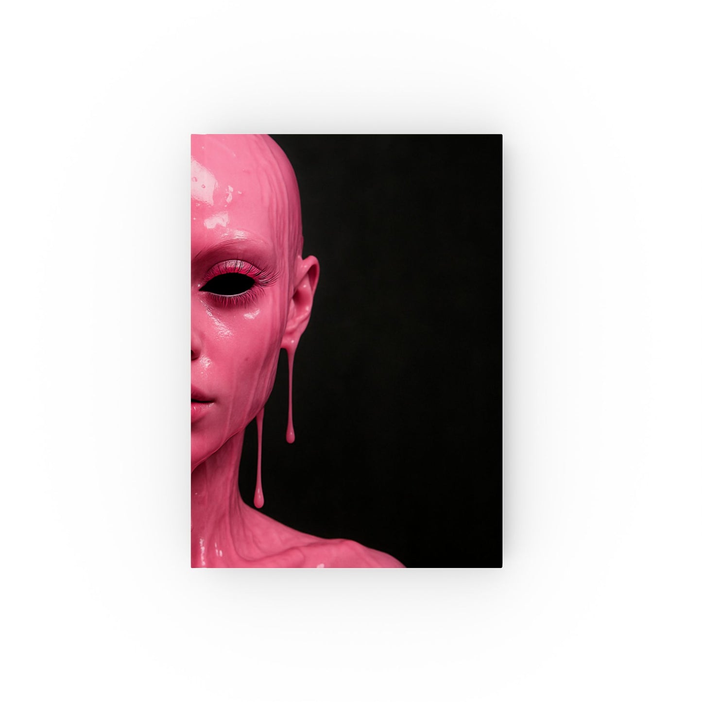 Unique Hard Backed Journal - Artistic Pink Melting Face Design, Aesthetic Stationery, Gift for Creatives, Journaling, Note-taking