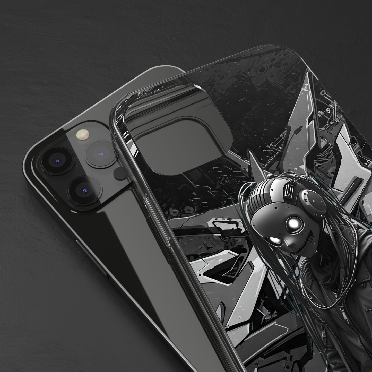 Anime-Inspired Clear Phone Case - Edgy Streetwear Style
