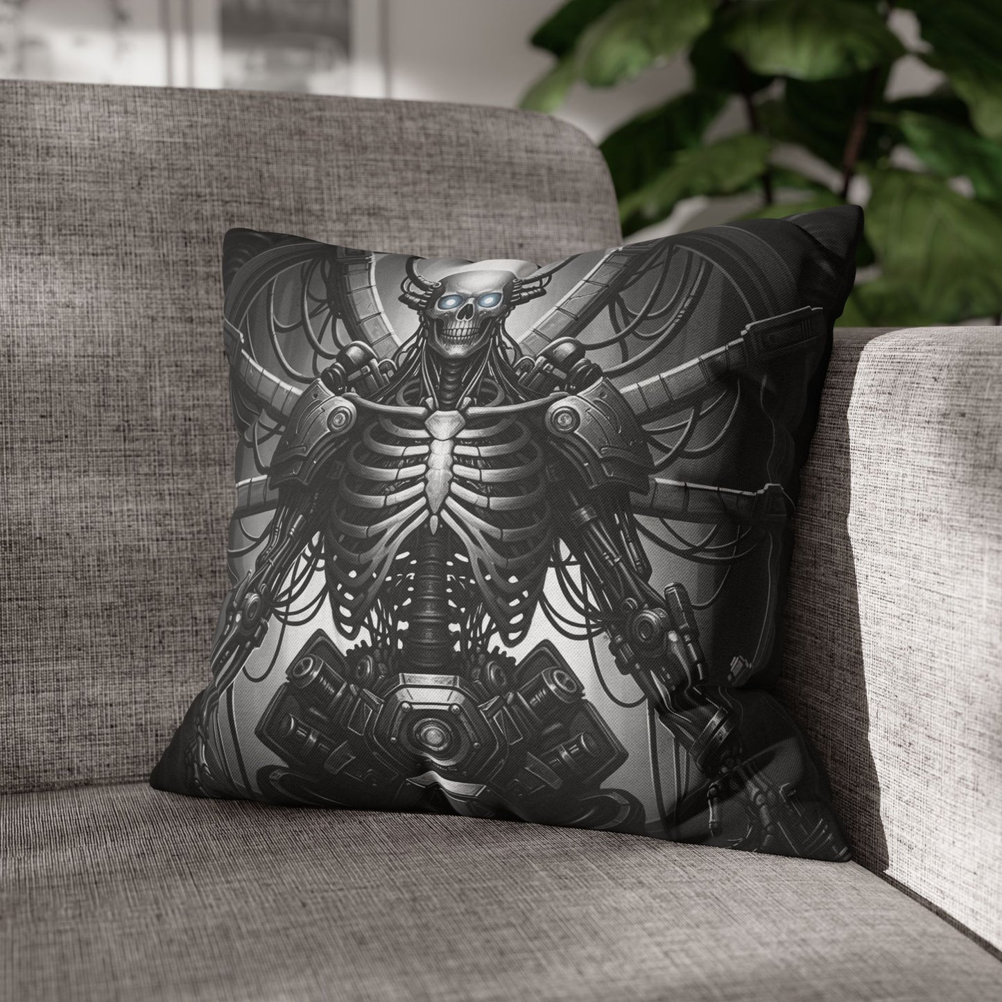 Gothic Skeleton Pillowcase - Dark Decor for Halloween, Bohemian Home, Gothic Style, Sofa Cushion, Unique Gift