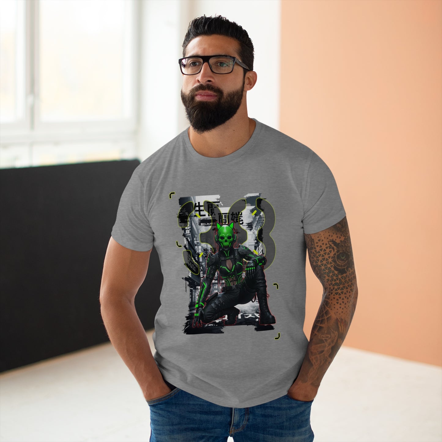 Cyberpunk Graphic Tee, Futuristic T-Shirt, Unisex Casual Wear, Unique Gift for Gamers, Trendy Streetwear, Sci-Fi Clothing