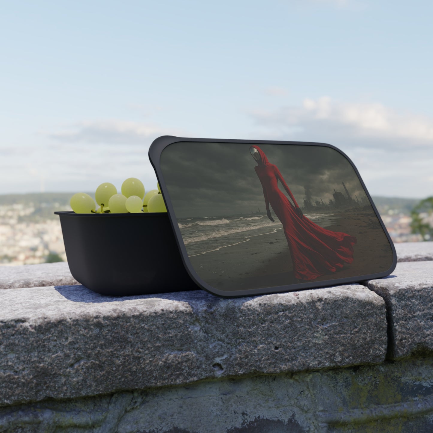 Dark Elegance Bento Box with Utensils, Stylish Meal Prep Container, Eco-Friendly Lunch Box, Gift for Foodies, Unique Kitchenware
