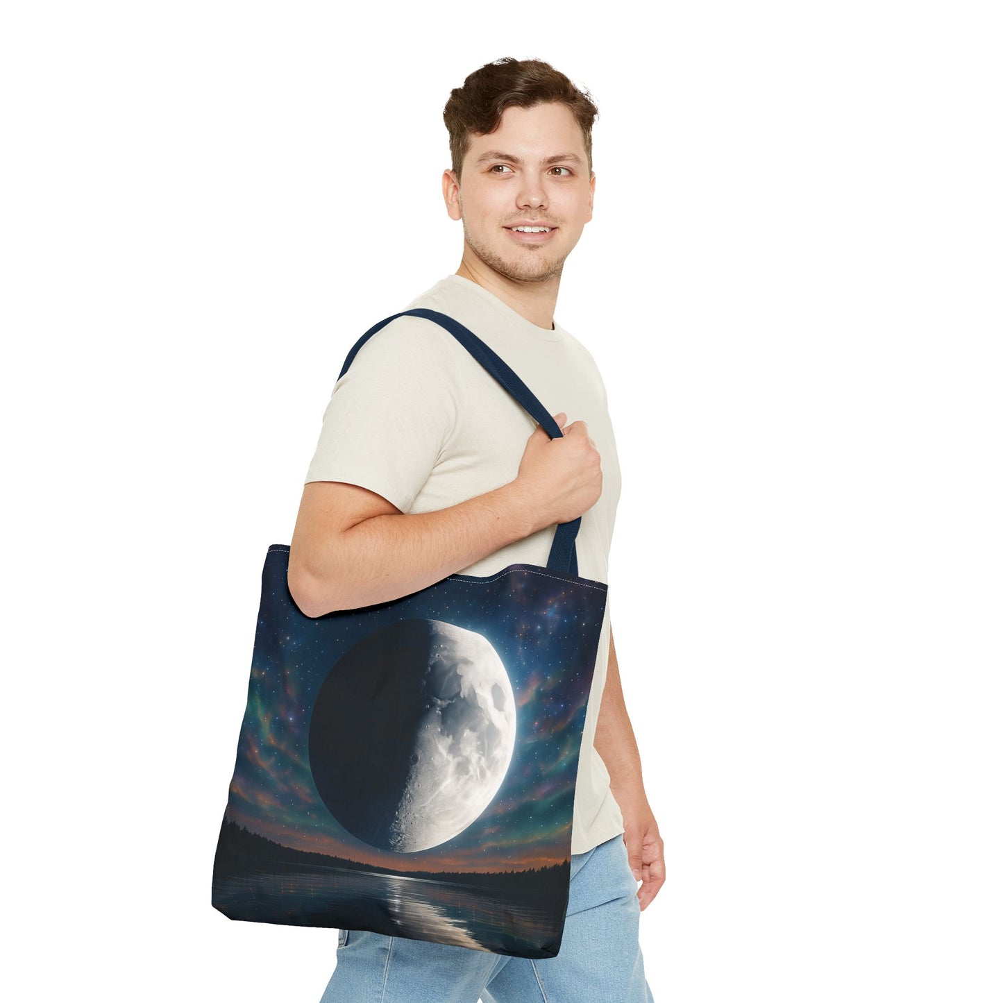Lunar Dreams Tote Bag, Cosmic Canvas Bag, Astrology Gift, Celestial Purse, Boho Moon Tote, Night Sky Shopping Bag