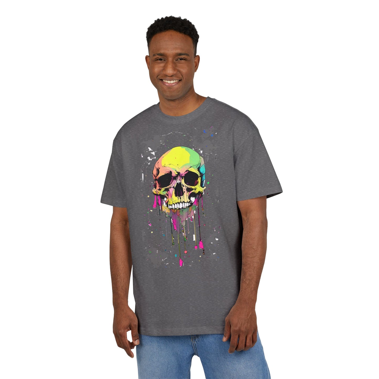 Colorful Skull Oversized Tee - Edgy Graphic Shirt for Casual Wear, Street Style, Gifts, etc.