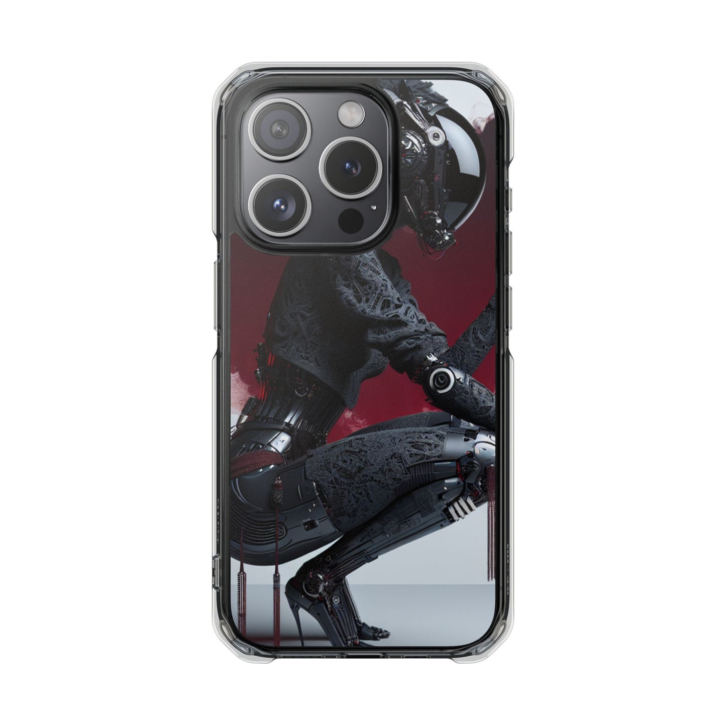 Cyber Design Magnetic Phone Case, Clear Mobile Cover, Gothic Style, Halloween Gift, Celestial Protection Accessory