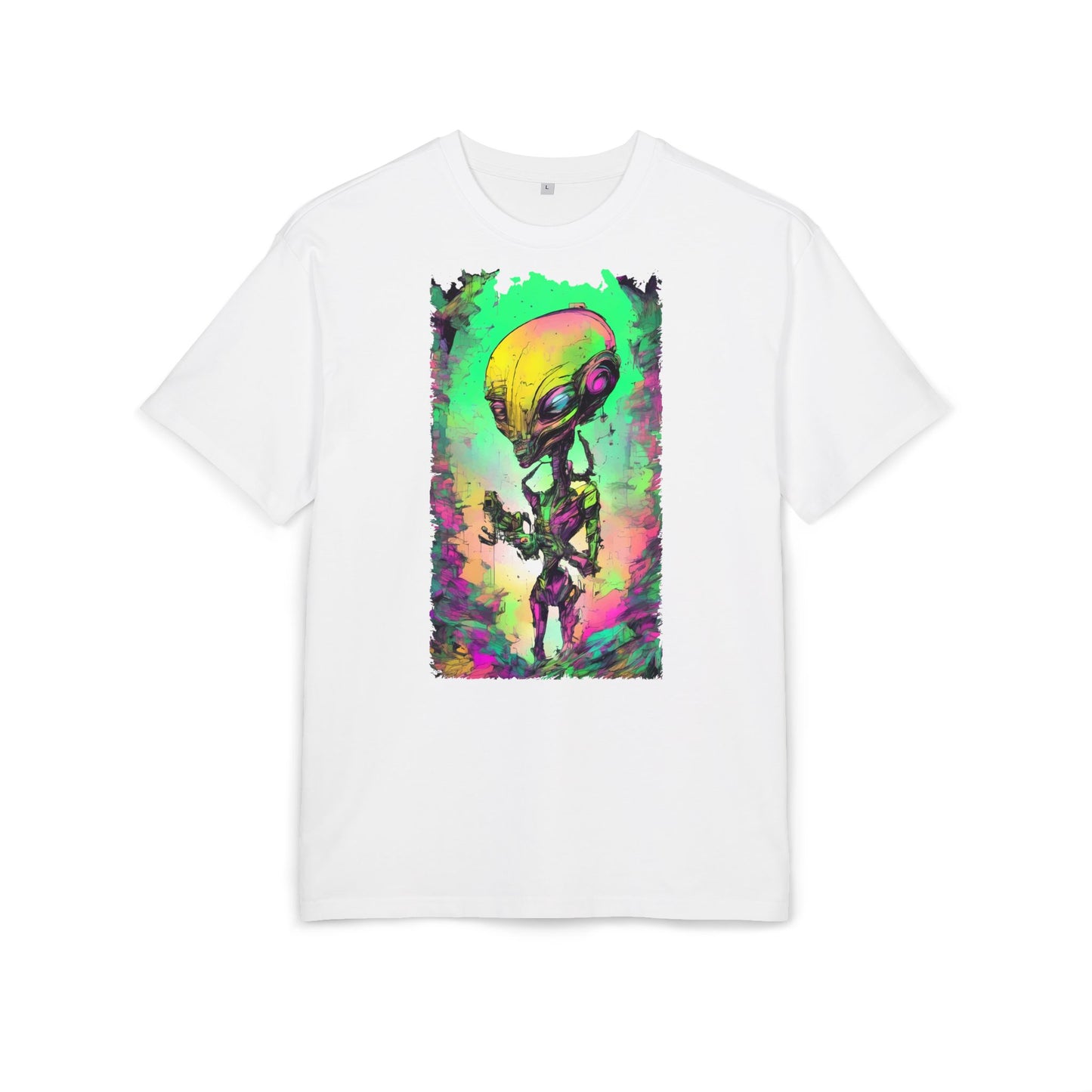 Cosmic Alien Art Tee - Unisex Heavy Oversize Tee, Retro Space Vibe Shirt, Gift for Sci-Fi Lovers, Casual Wear, Unique Graphic T-Shirt