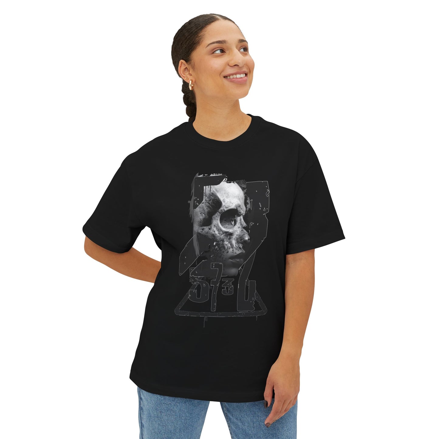 Edgy Graphic Tee, Unisex Oversized Boxy Tee, Goth Fashion Shirt, Casual Streetwear Top, Grunge Style Tee, Perfect Gift for Halloween