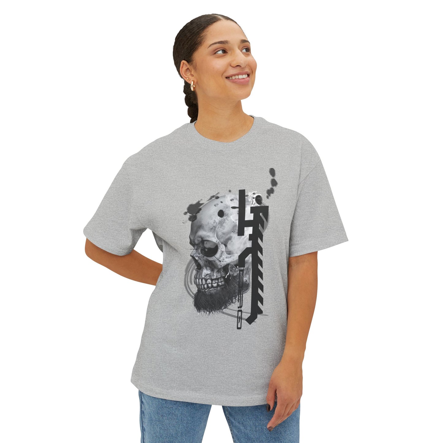 Gothic Skull Oversized Tee, Unisex Graphic T-Shirt, Edgy Streetwear Top, Alternative Fashion Apparel, Casual Wear for Events
