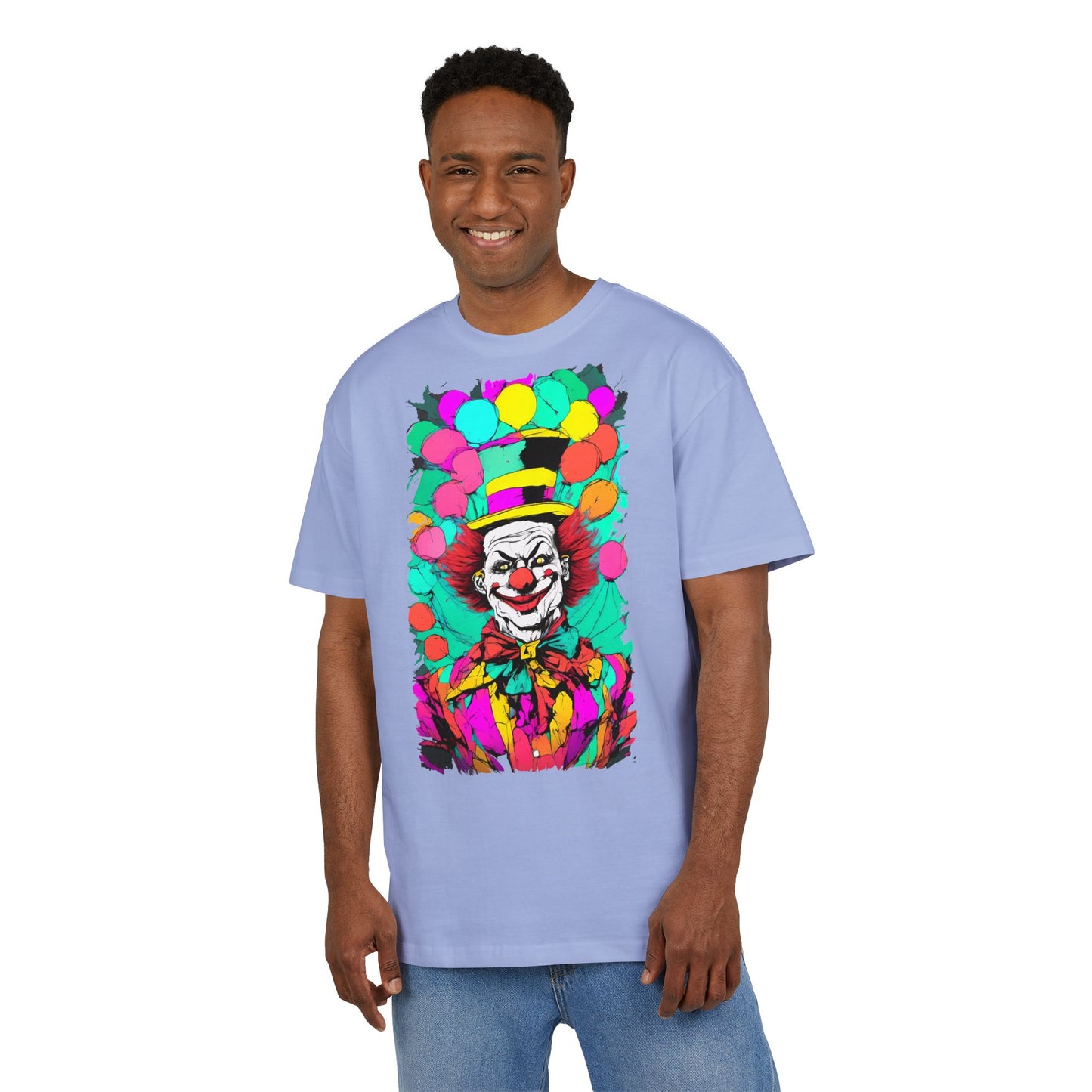Colorful Clown Graphic Unisex Oversize Tee | Fun Wear, Festival Outfit, Circus Theme, Unique Gift, Statement Shirt