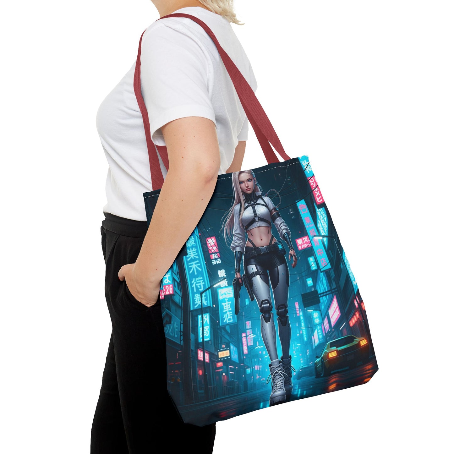 Futuristic Cyberpunk Tote Bag | Stylish Grocery Shopper, Fashion Accessory, Gift for Tech Lovers, Eco-Friendly Tote