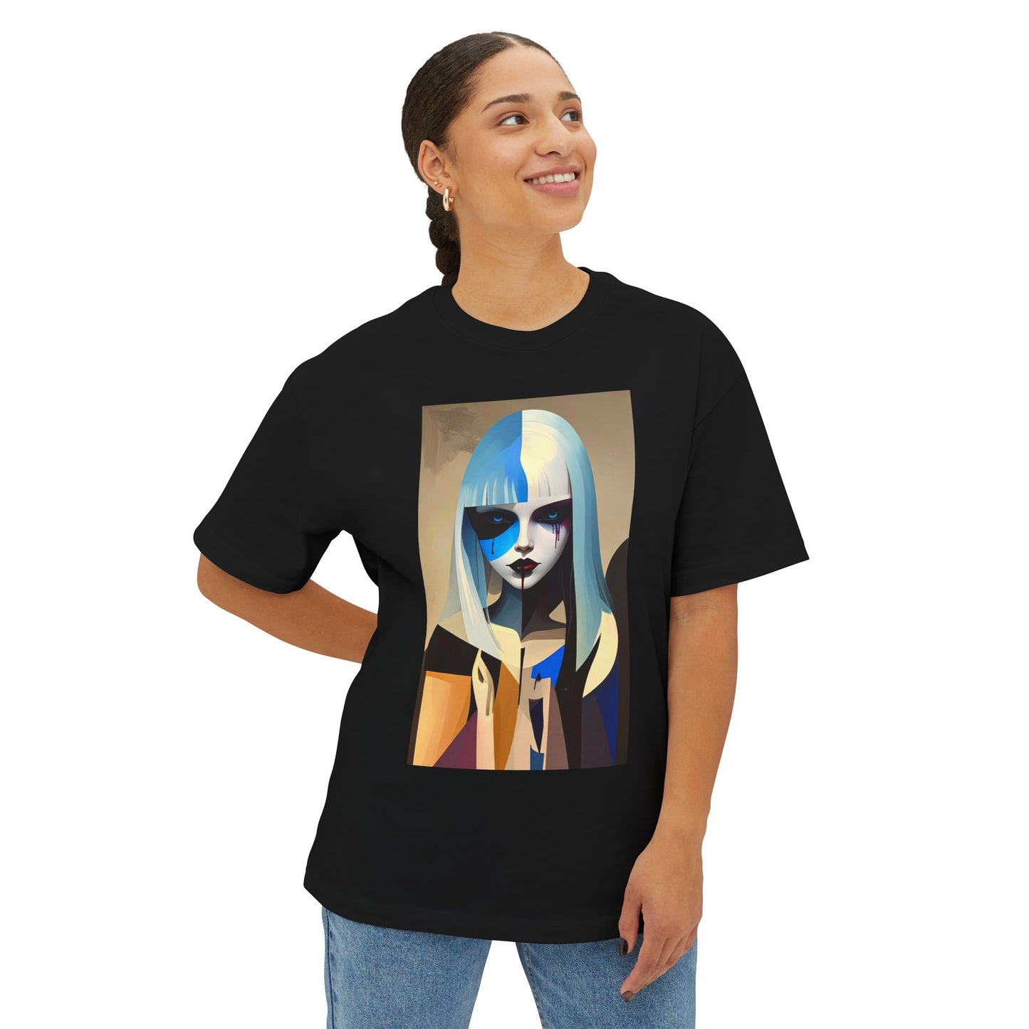 Artistic Oversized Tee, Stylish Graphic Top, Trendy Unisex Shirt, Unique Art Apparel, Casual Wear, Gift for Art Lovers